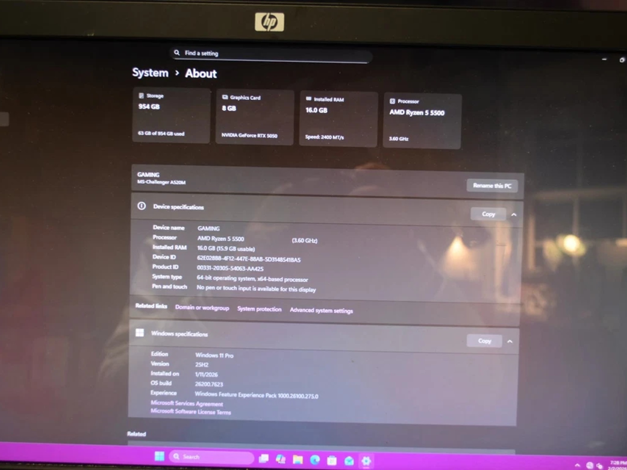GAMING PC RYZEN 5 5500 RAM 16 GB GPU RTX 5050 8GB 1TB NVME 700 watts