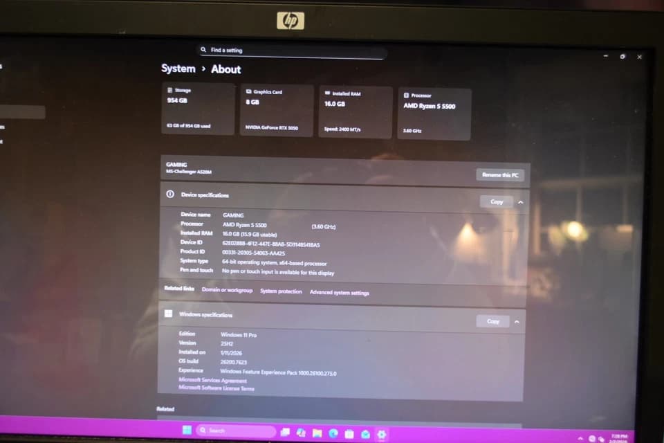 GAMING PC RYZEN 5 5500 RAM 16 GB GPU RTX 5050 8GB 1TB NVME 700 watts