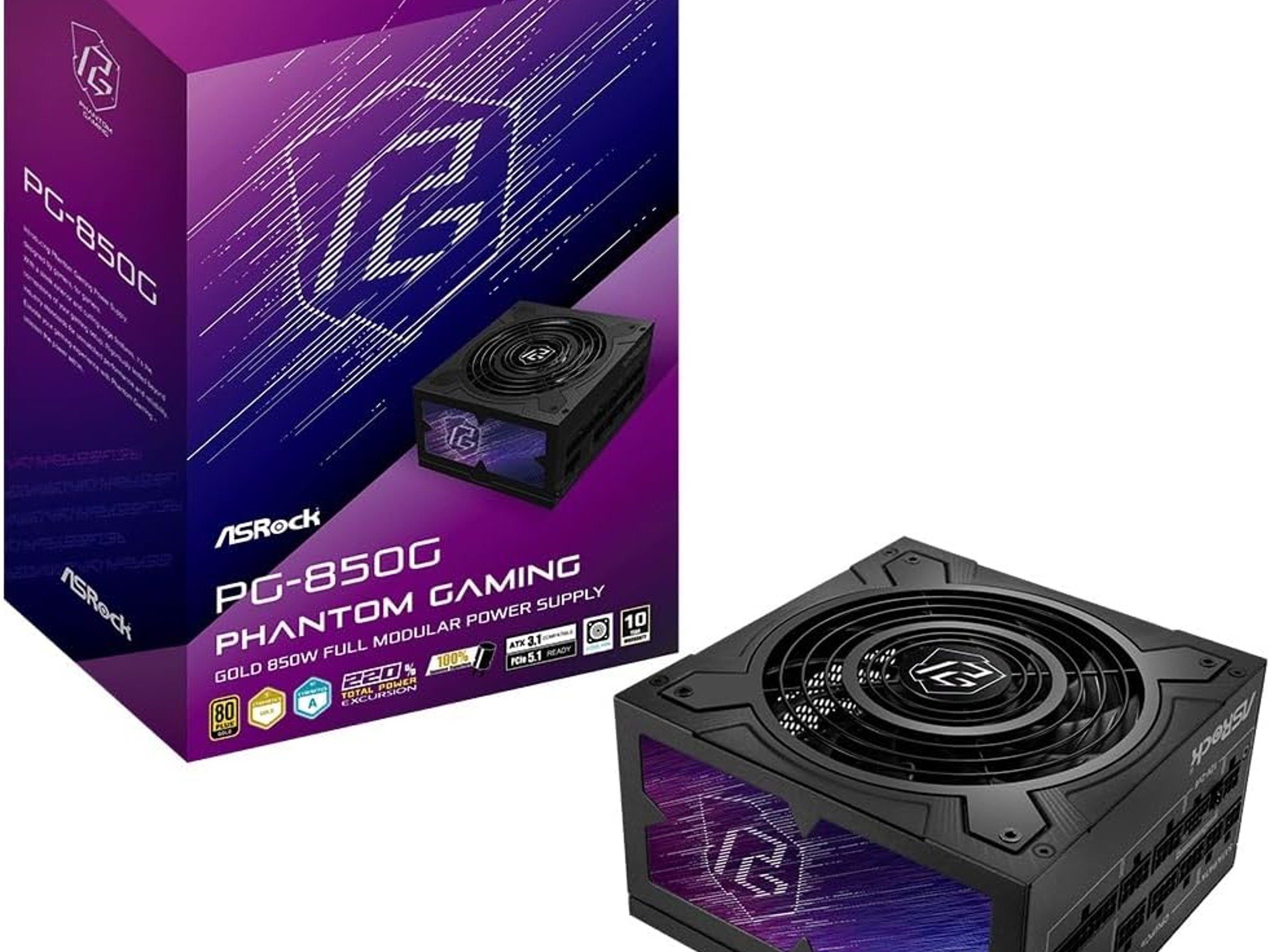 BNIB ASRock PG 850W 80+/Cybernetics Gold Fully Modular ATX 3.1/PCIe 5.1 Ready PSU