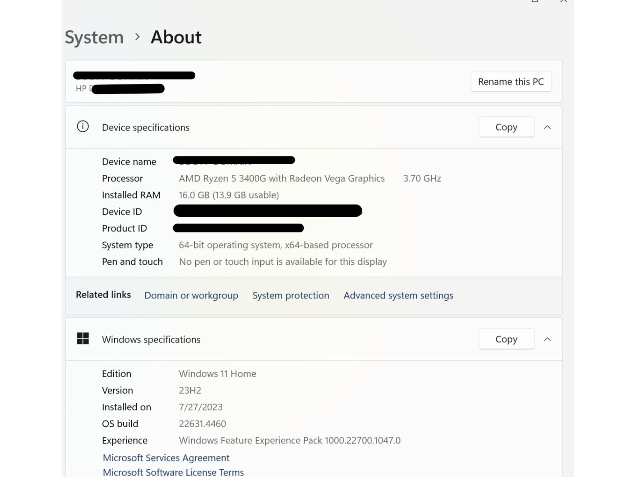 HP Desktop | AMD M01-F0016