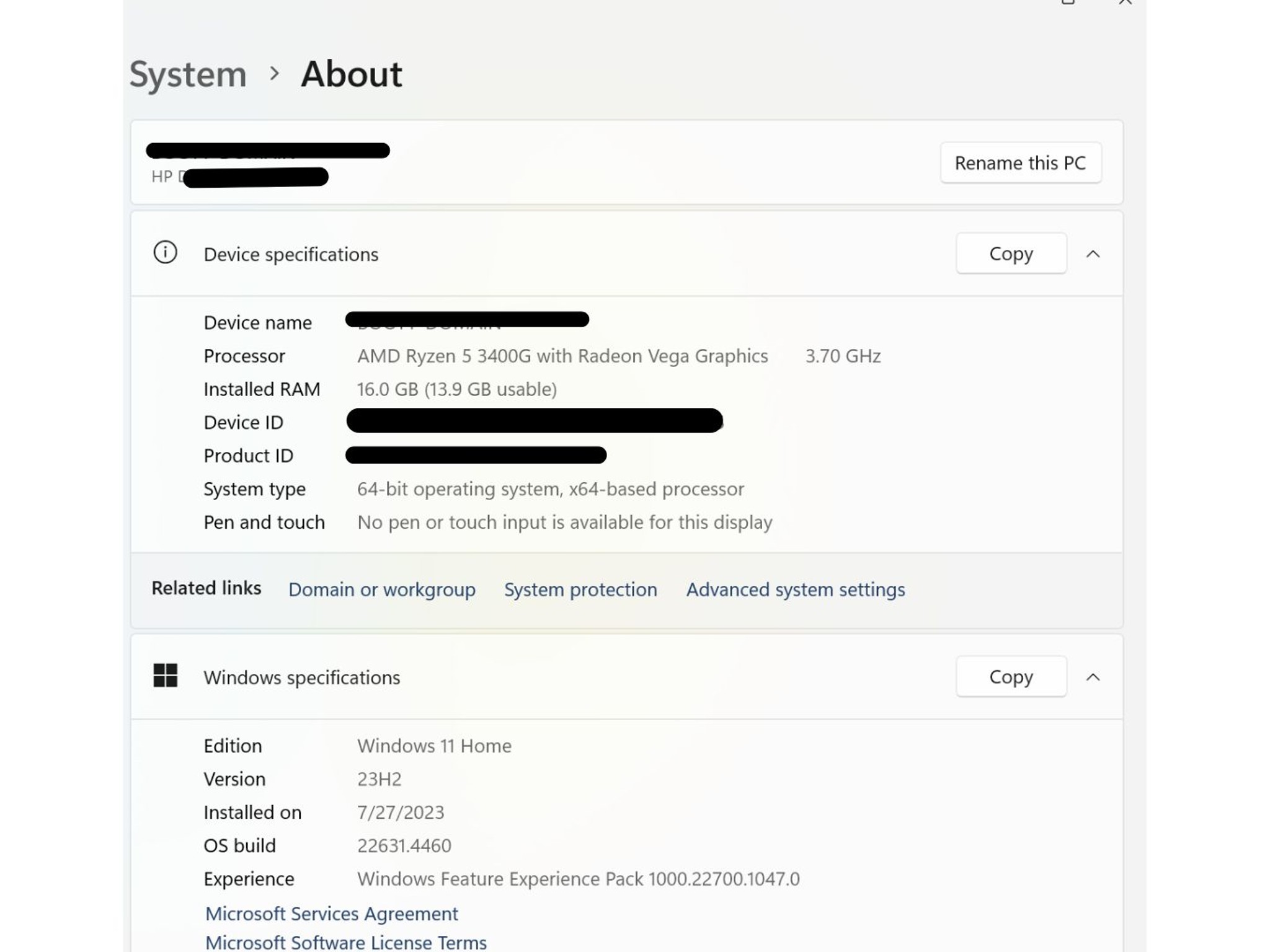 HP Desktop | AMD M01-F0016