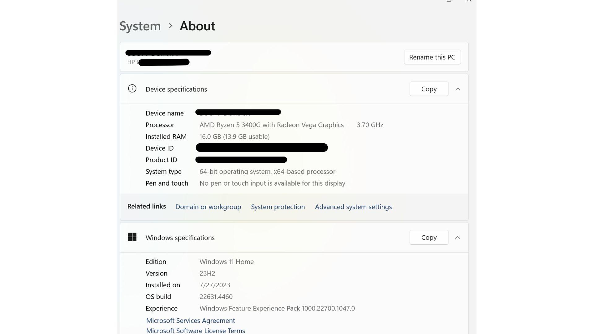 HP Desktop | AMD M01-F0016