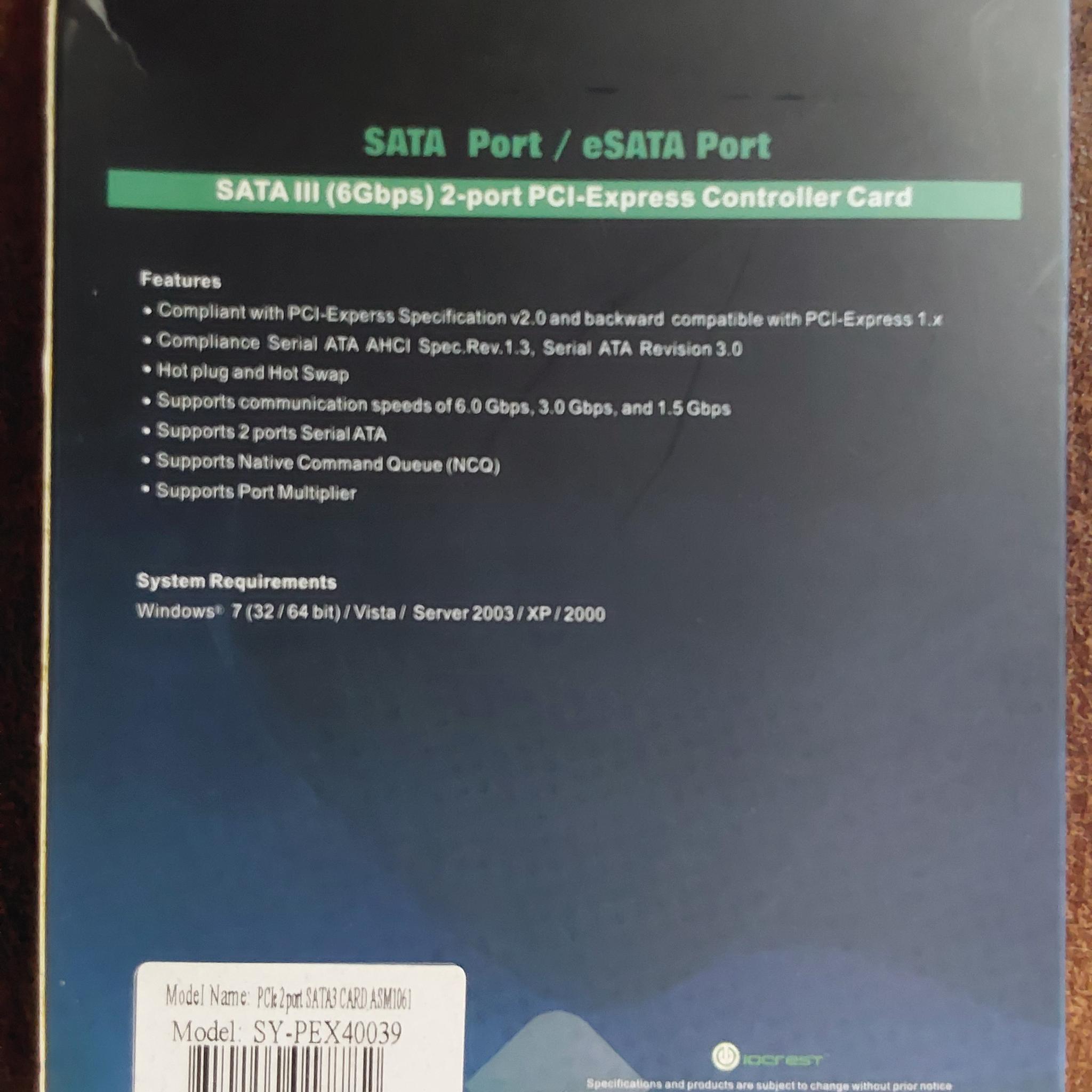 NEW IOCREST (SYBA) SY-PEX40039 PCI-Express 2.0 SATA III (6.0Gbs) Controller Card