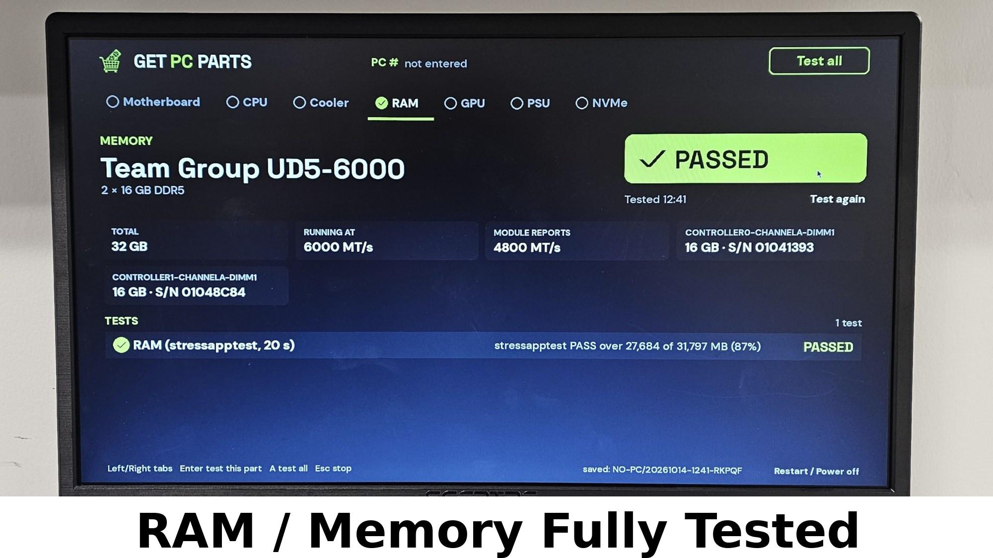 16GB DDR5 (1x16GB) CL38 6000MT/s TEAMGROUP T-Force Vulcan