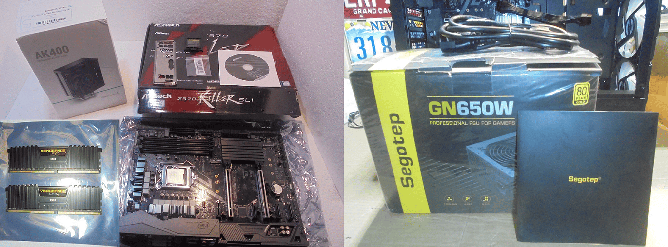 NEW Phantecs Eclipse G360A/NEW Asrock Z370/I5-9600K/Corsair 16GB 3000 MTs/NEW 650W Gold PSU