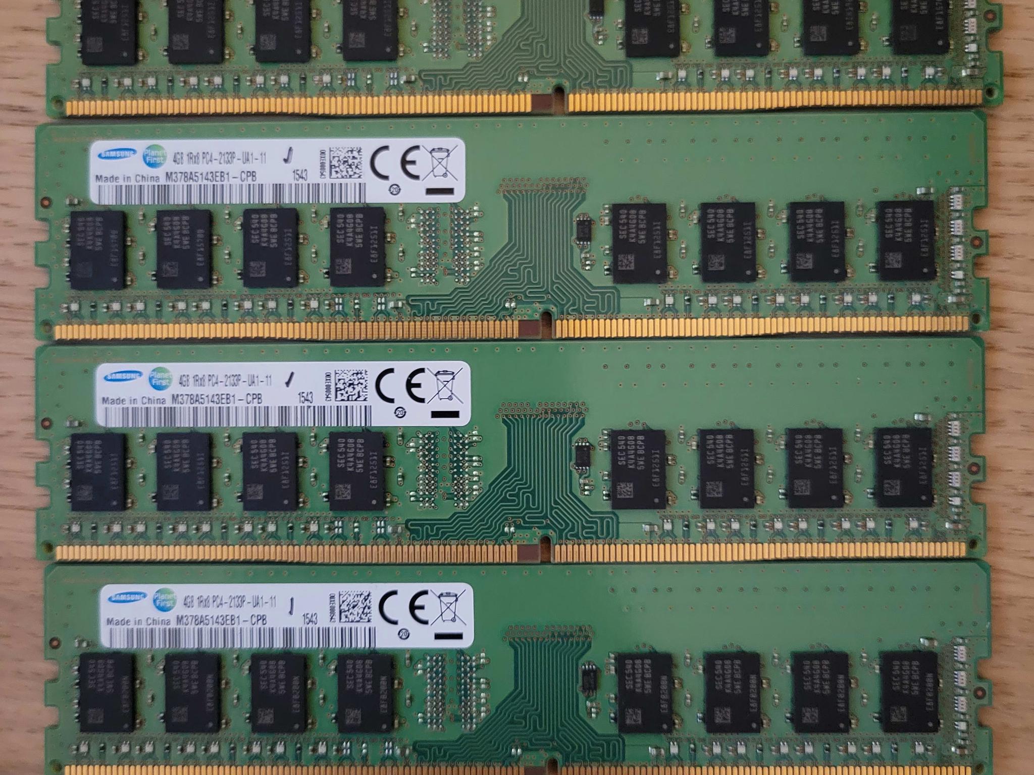 16gb DDR4 4x4gb 2133mhz Samsung E-die