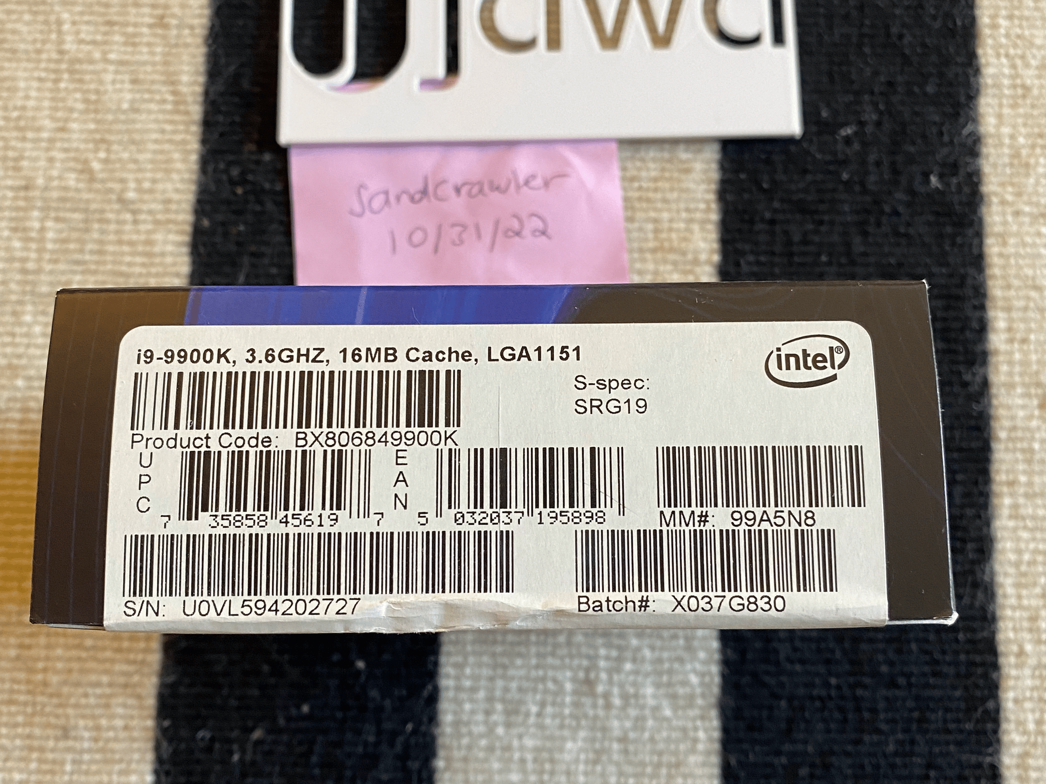 Intel Core i9 9th Gen - Core i9-9900K 8-Core, 16-Thread, 3.6 GHz (5.0 GHz Turbo) CPU