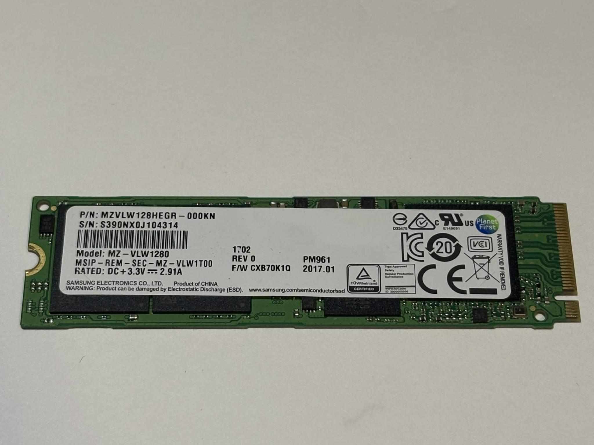 Samsung PM961 128GB NVMe M.2 SSD 91% Health