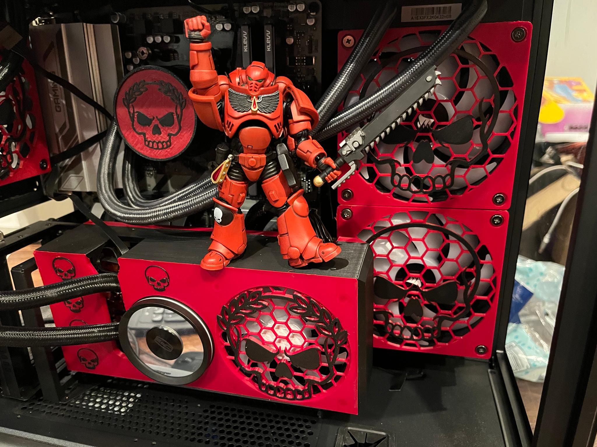 GRIMDARK RTX3080 7600X3D 32GB DDR5 PC w/ Warhammer 40K Action Figure - Dual AIO Watercooled - UNIQUE