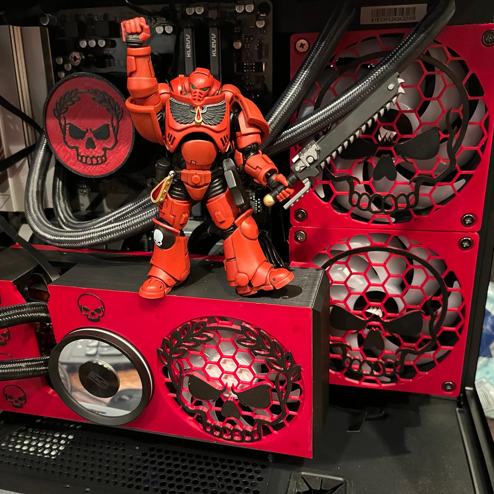 GRIMDARK RTX3080 7600X3D 32GB DDR5 PC w/ Warhammer 40K Action Figure - Dual AIO Watercooled - UNIQUE