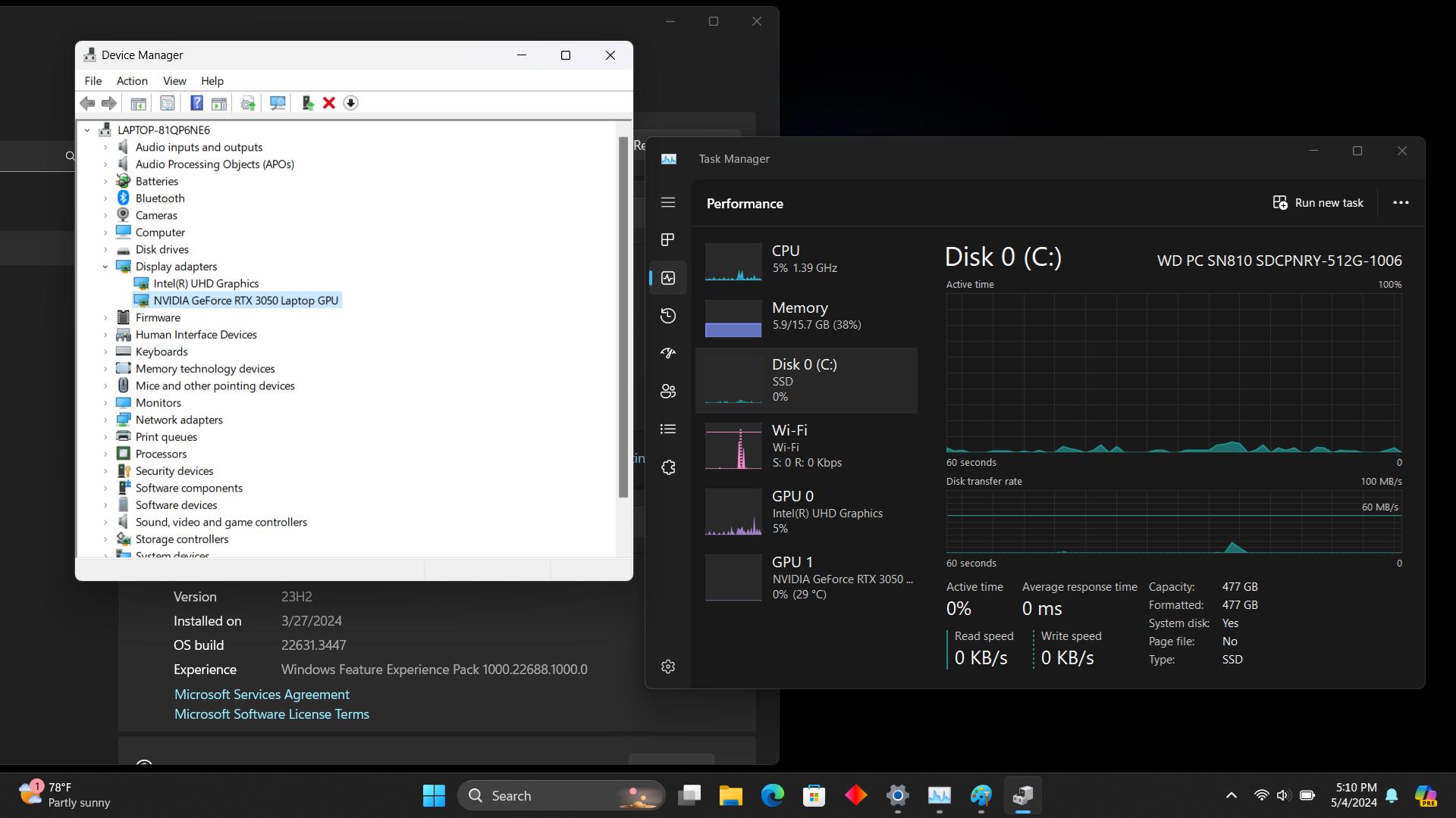 HP VICTUS 15.6" RTX 3050 i5-12450H 16GB 3200mhz 512GB NVMe 144Hz