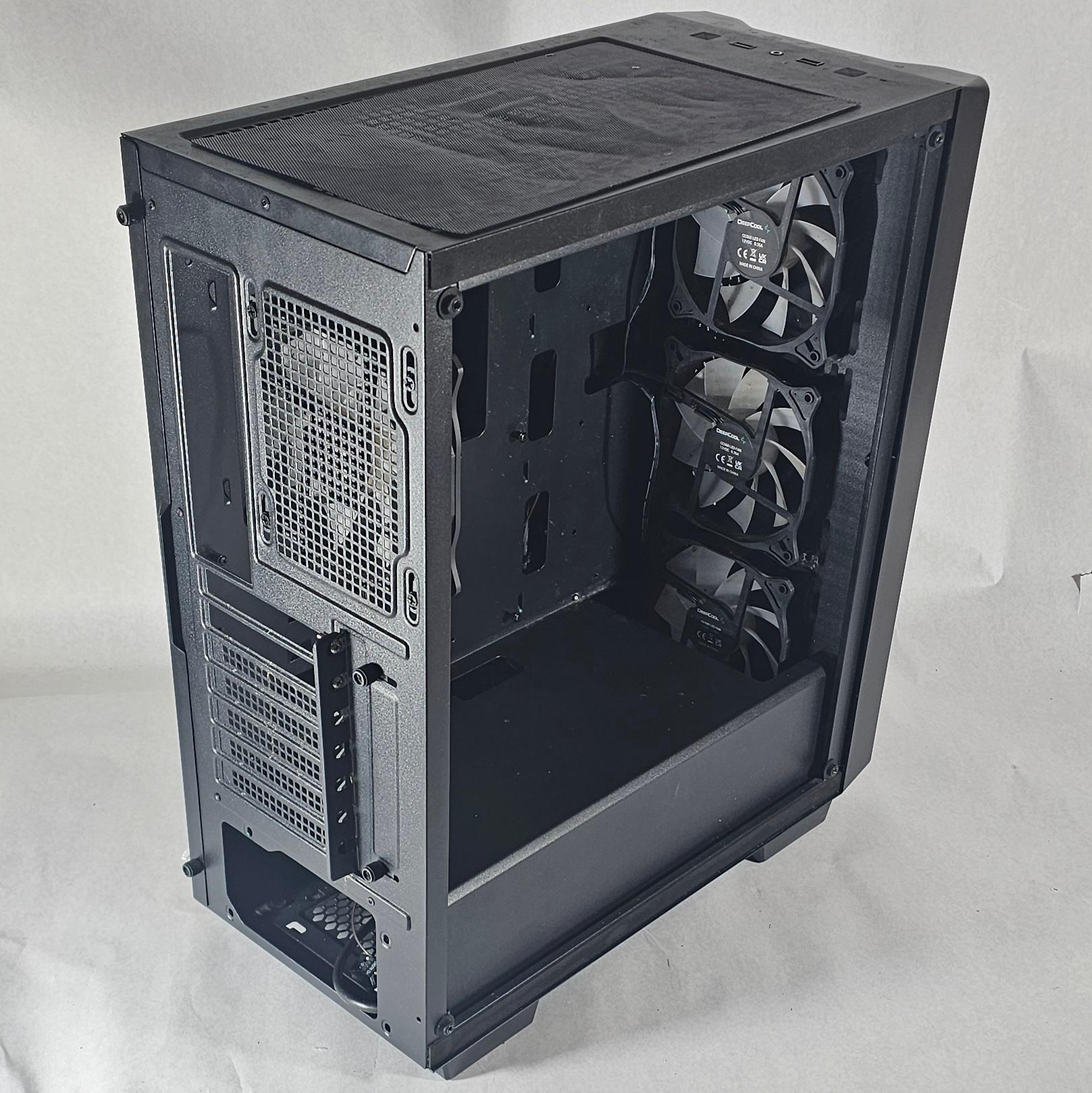 Black DeepCool PC Case with Tempered Glass w/ 3 Fans