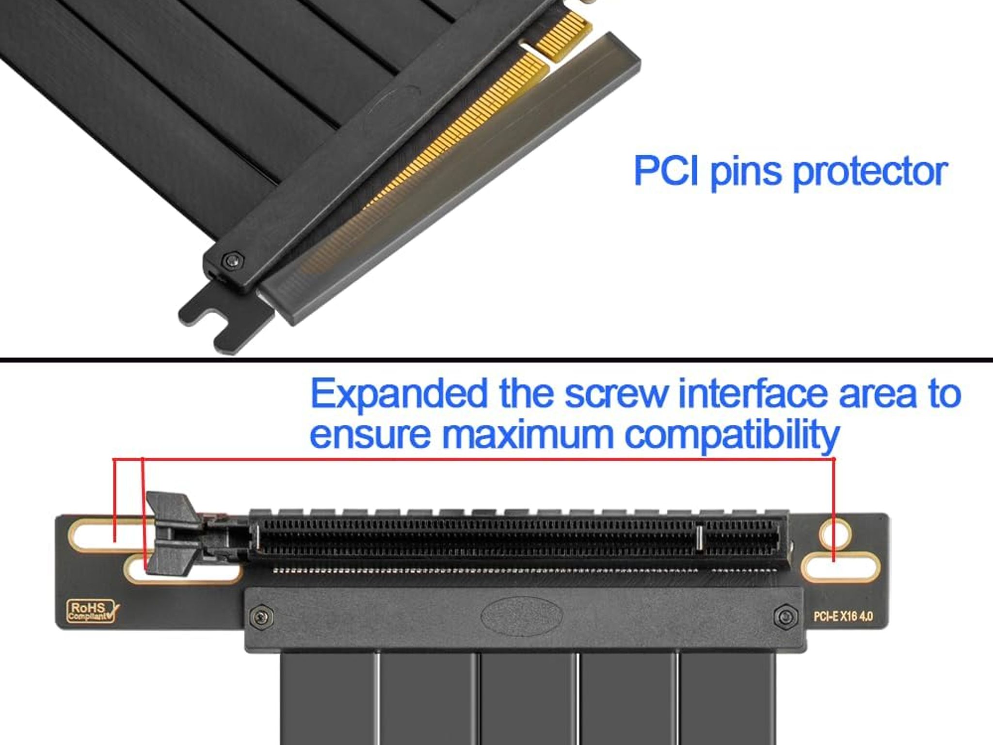 PCIE 4.0 Riser Cable PCIe 4.0 x16 High Speed Flexible Extender Card Extension Port Black 300mm 11.8"