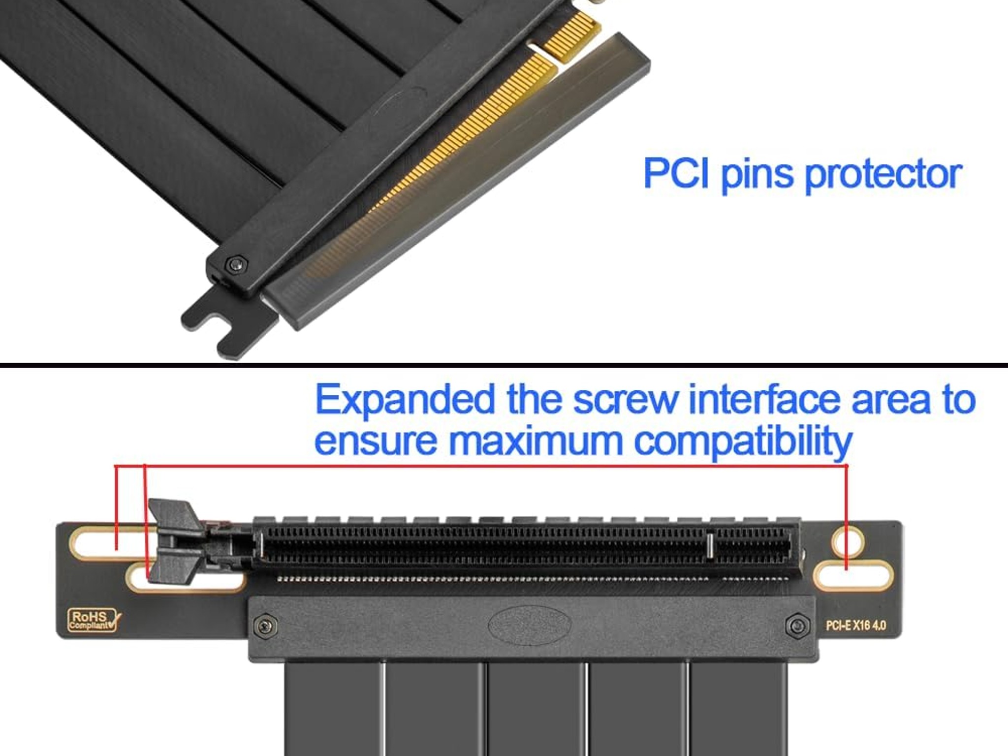 PCIE 4.0 Riser Cable PCIe 4.0 x16 High Speed Flexible Extender Card Extension Port Black 300mm 11.8"