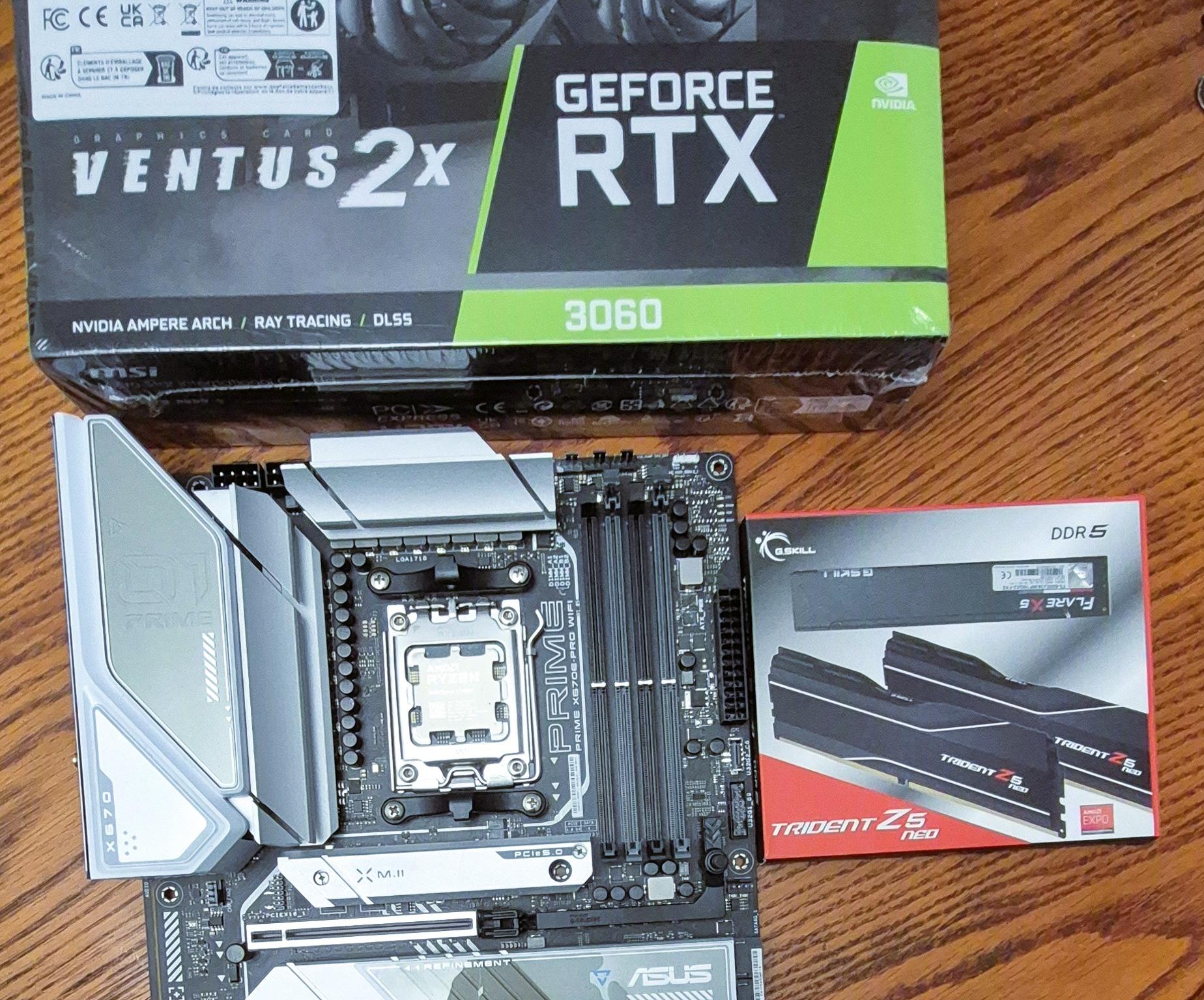 Asus X670E-Pro WIFI, Ryzen 9 7950X CPU, MSI 12GB GeForce RTX 3060, 32GB RAM, AIO Cooler, 4TB M.2 SSD