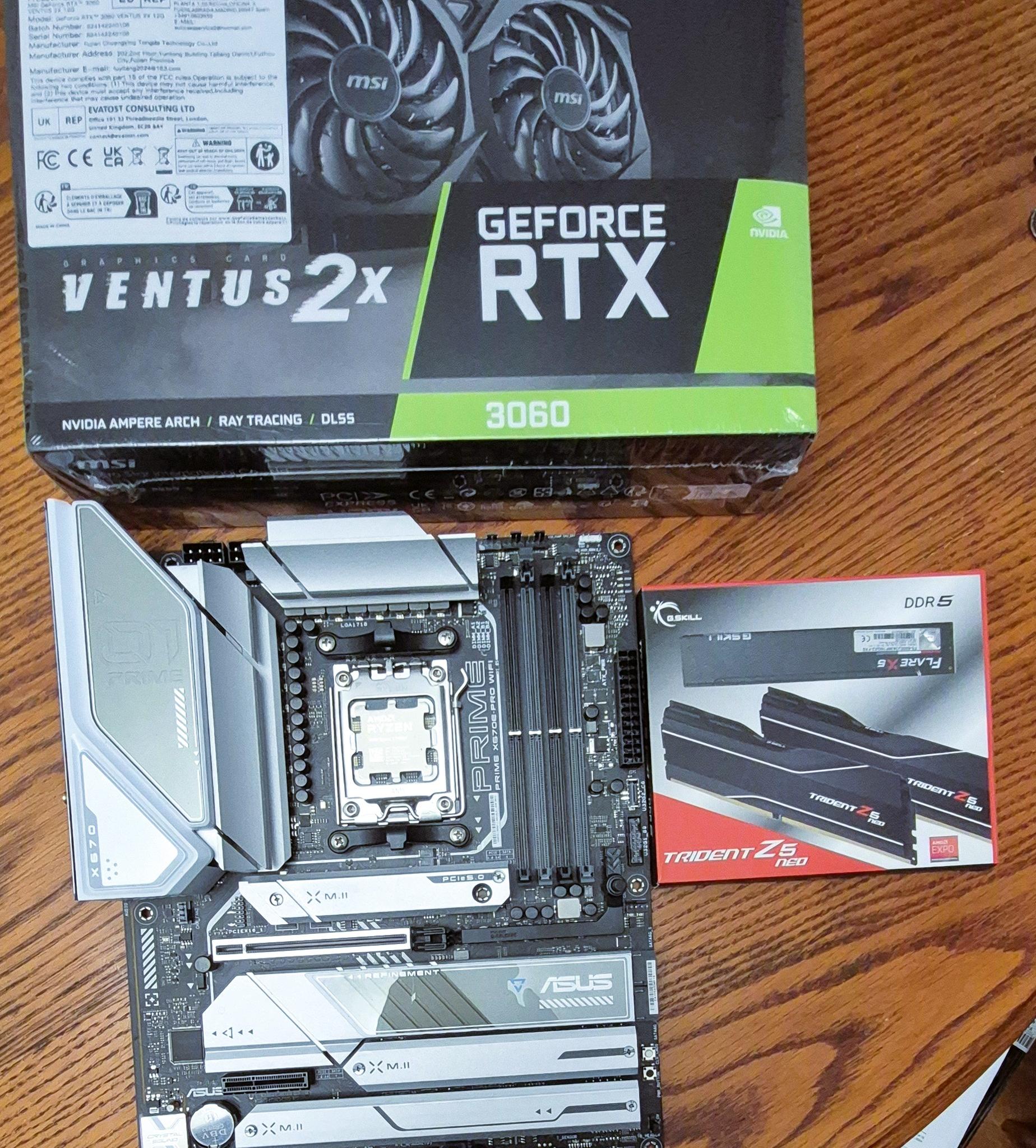 Asus X670E-Pro WIFI, Ryzen 9 7950X CPU, MSI 12GB GeForce RTX 3060, 32GB RAM, AIO Cooler, 4TB M.2 SSD