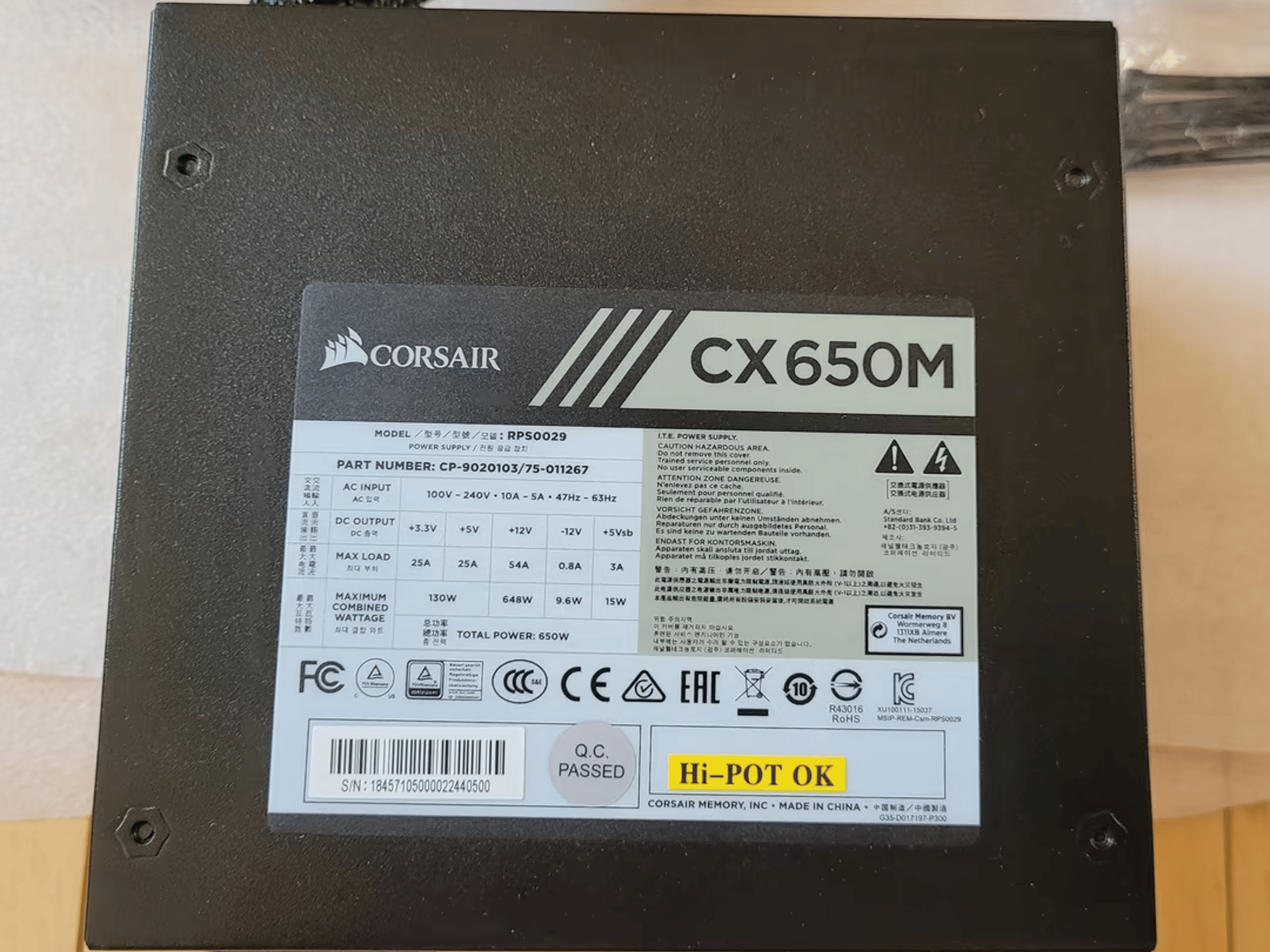 Corsair CX650M 650 Watt 80 PLUS Bronze Certified Semi-Modular ATX PSU with extra cables