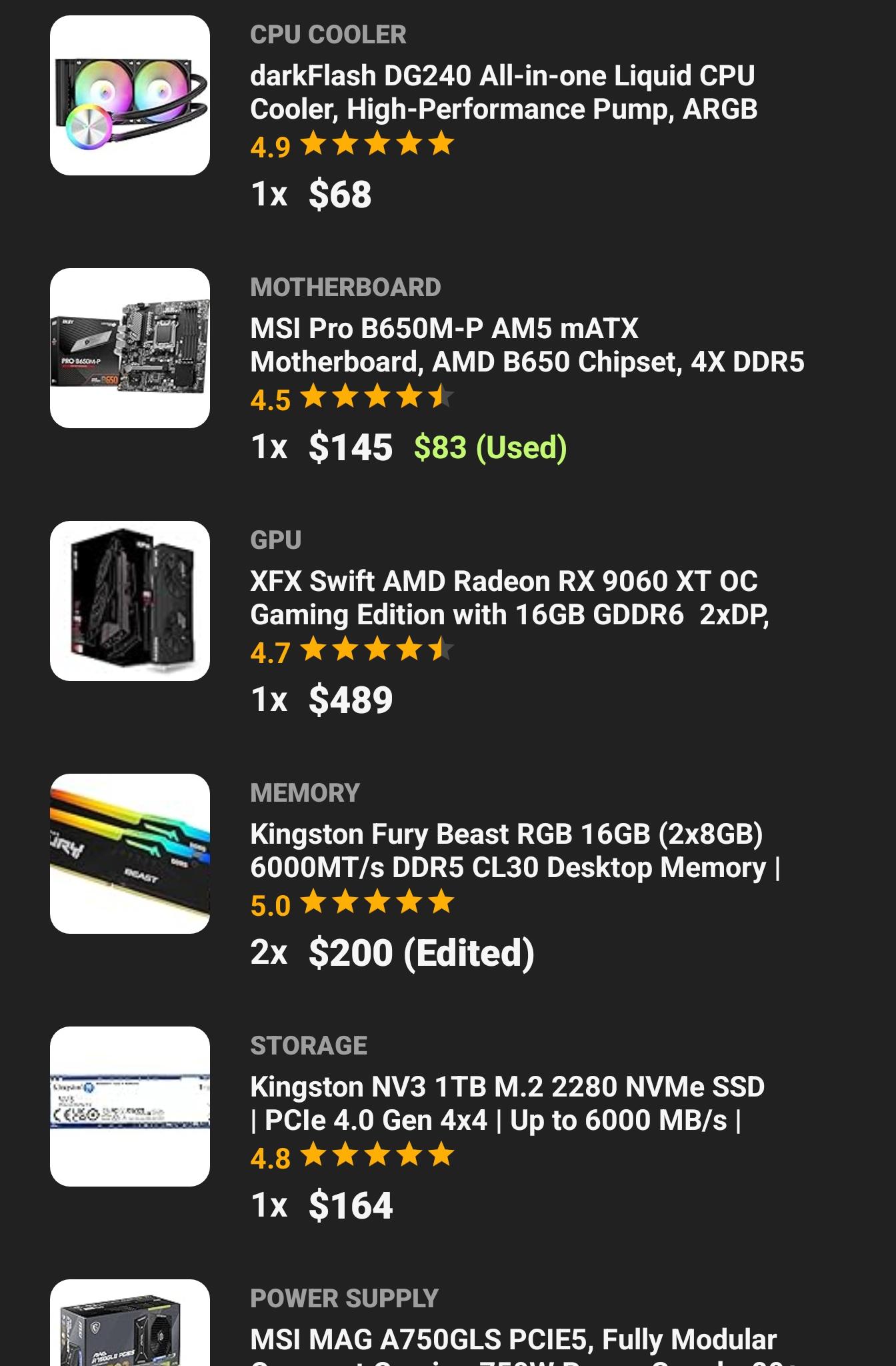 ⚡ DarkFlash AM5 Build ⚡9060 XT 16GB | 9600x | 32 GB DDR5 6000Mhz CL30| 1 TB | 750w PSU