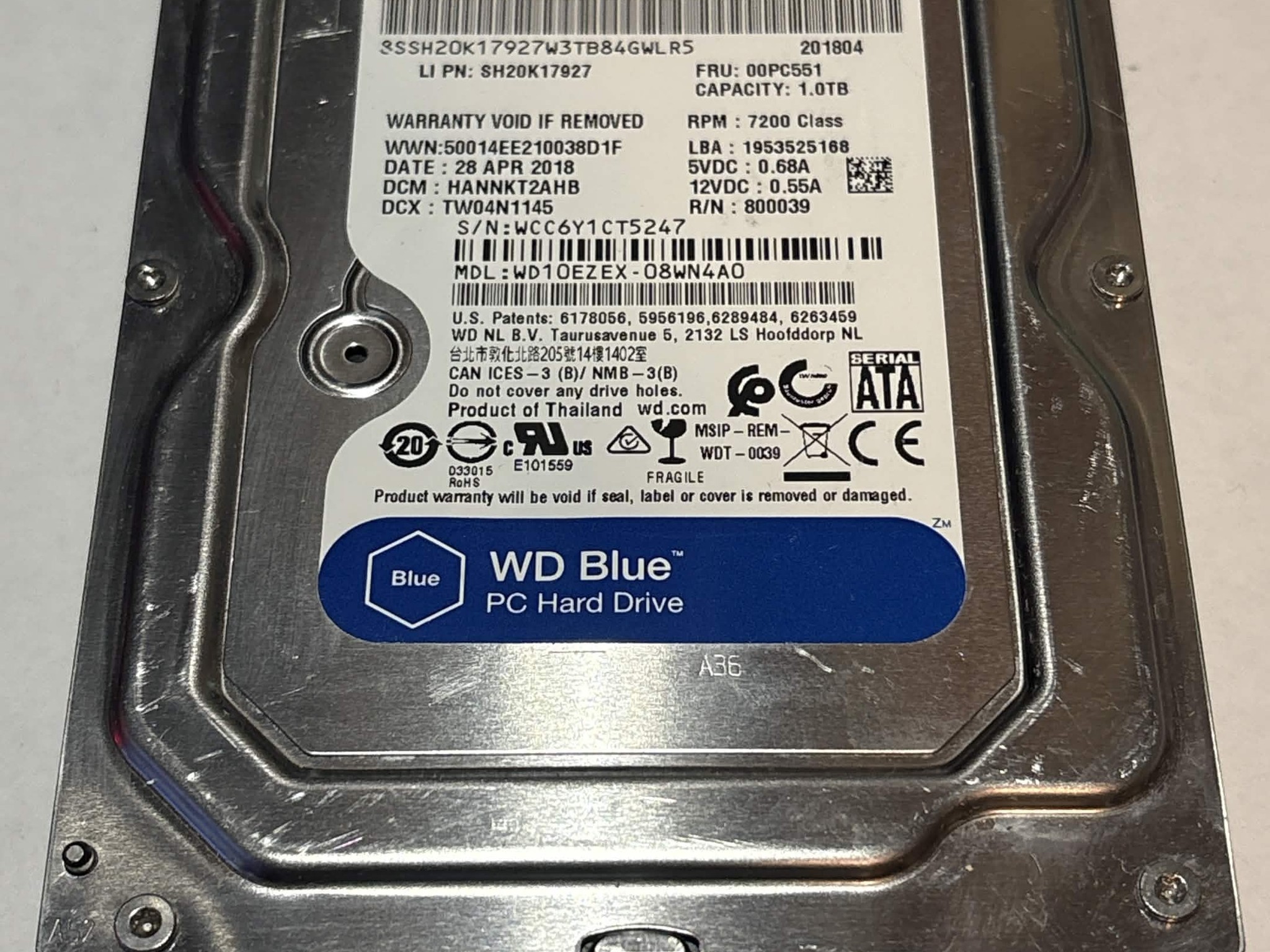 WD Blue 1TB 7200RPM SATA Hard Drive | Tested & Healthy