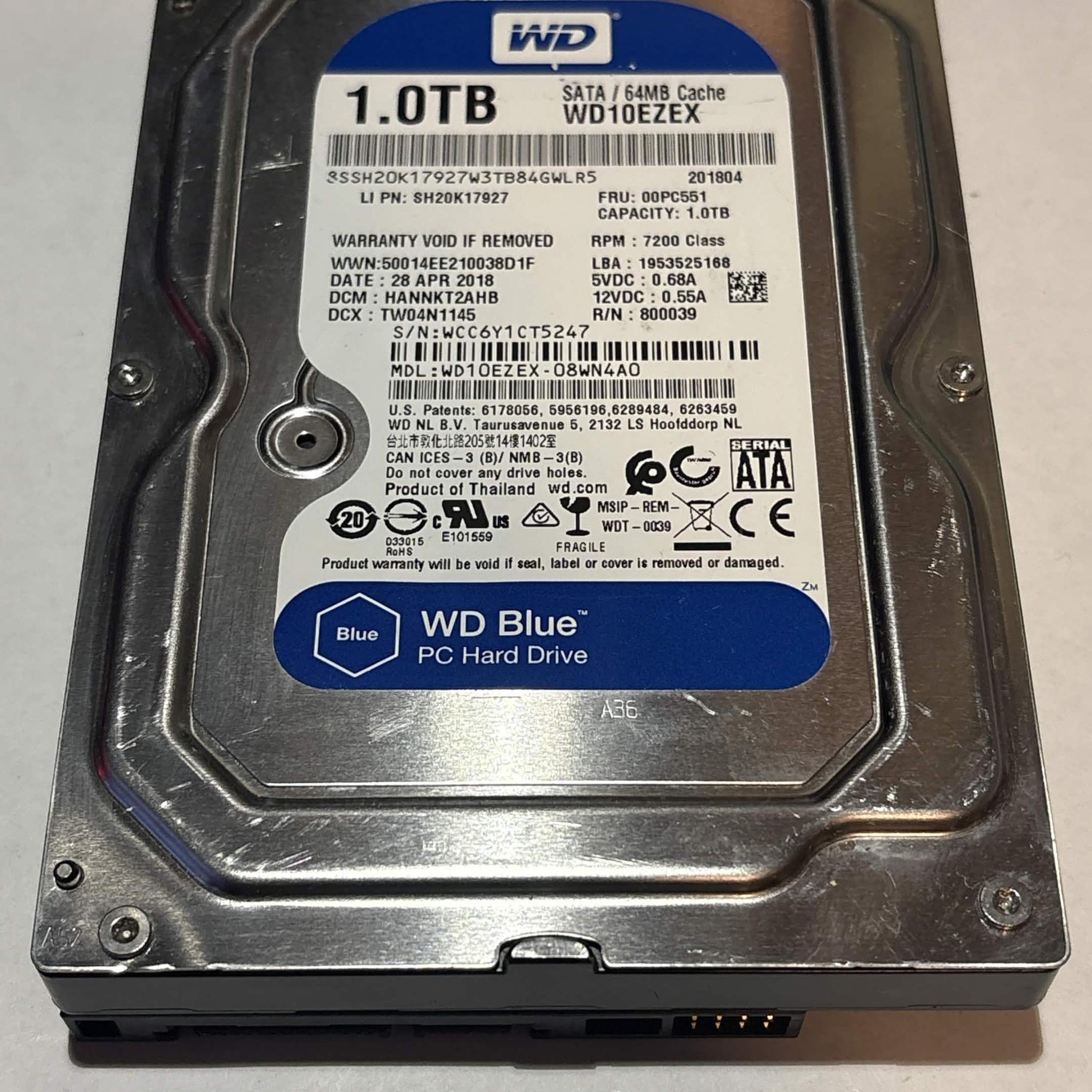 WD Blue 1TB 7200RPM SATA Hard Drive | Tested & Healthy
