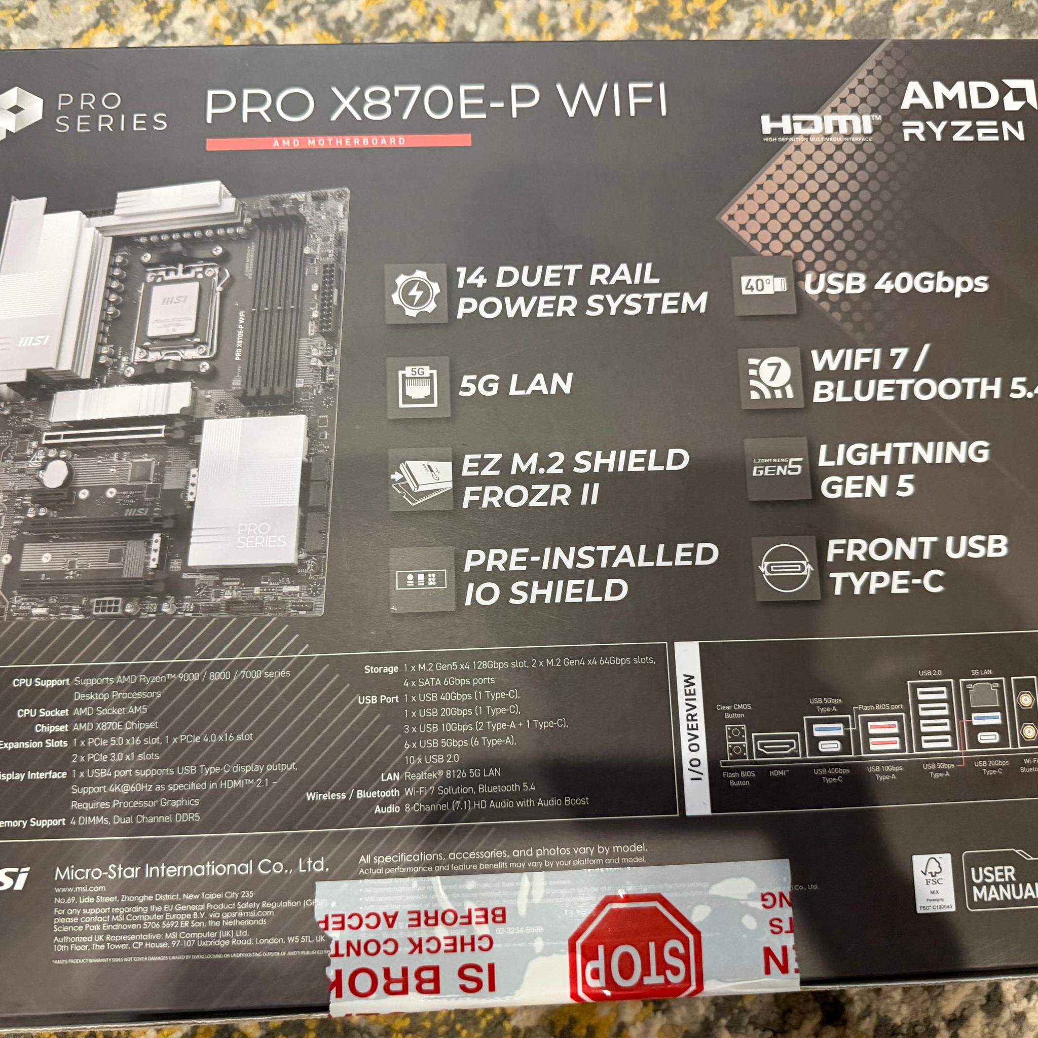 NEW MSI X870E-P PRO WIFI AMD AM5 ATX Motherboard