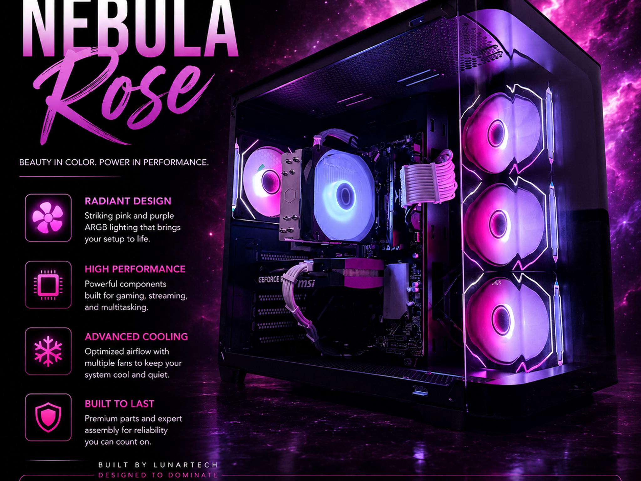 🟣"Nebula Rose"🌹| 1440p Gaming | RTX 5060 | Ryzen 5 8400F | 16GB DDR5 | 1TB NVMe
