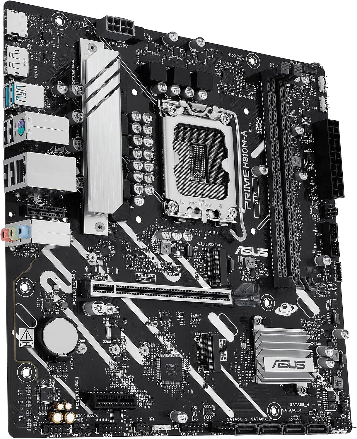 ASUS PRIME H810M-A Intel H810 LGA 1851 microATX DDR5 Desktop Motherboard