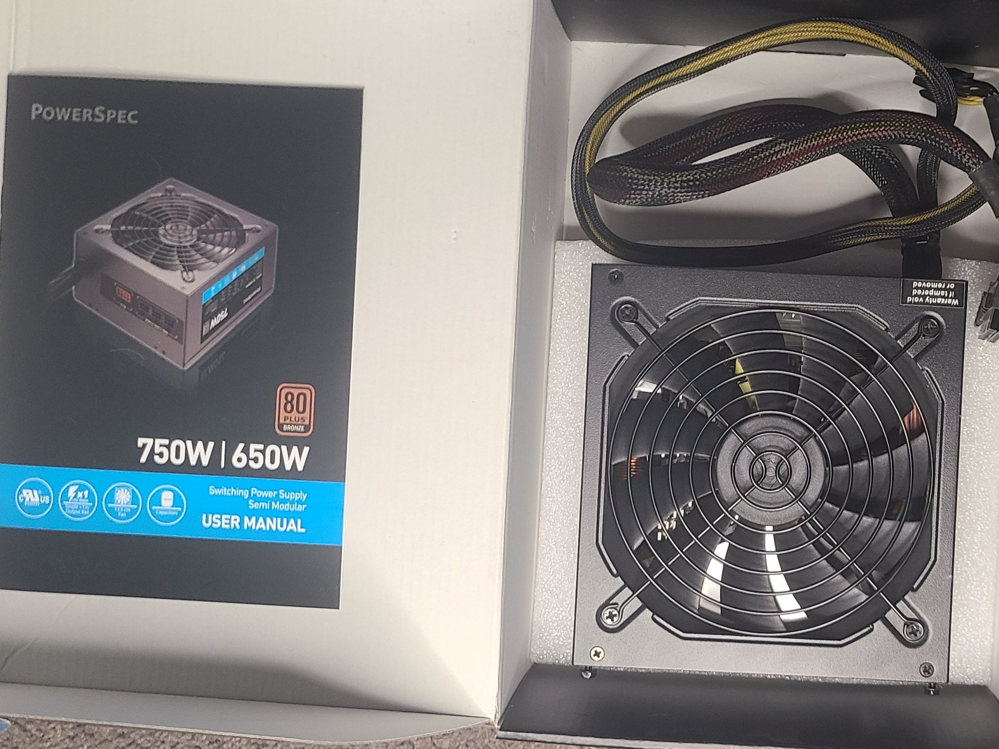 PowerSpec 650BSM 650 W 80+ Bronze Certified Semi-modular ATX Power Supply