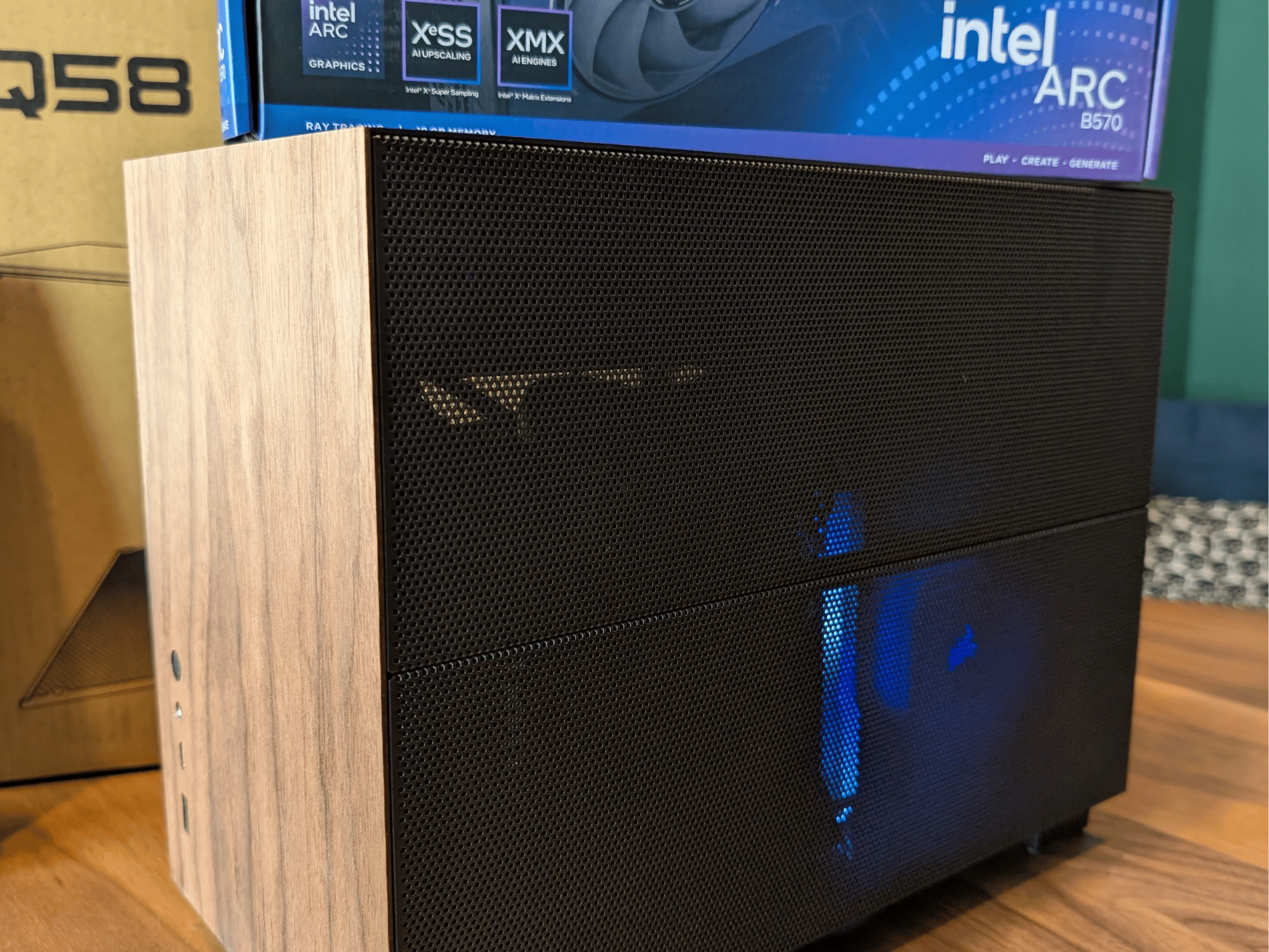 Cozy Wood Mini ITX SFF RGB PC- Intel i5 11600K | Arc B570 GPU | 32GB RAM | 1TB SSD | Liquid Cooled