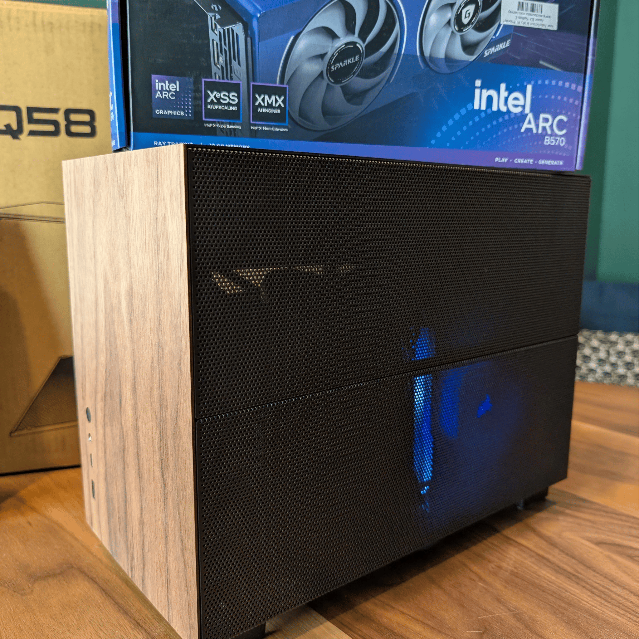 Cozy Wood Mini ITX SFF RGB PC- Intel i5 11600K | Arc B570 GPU | 32GB RAM | 1TB SSD | Liquid Cooled