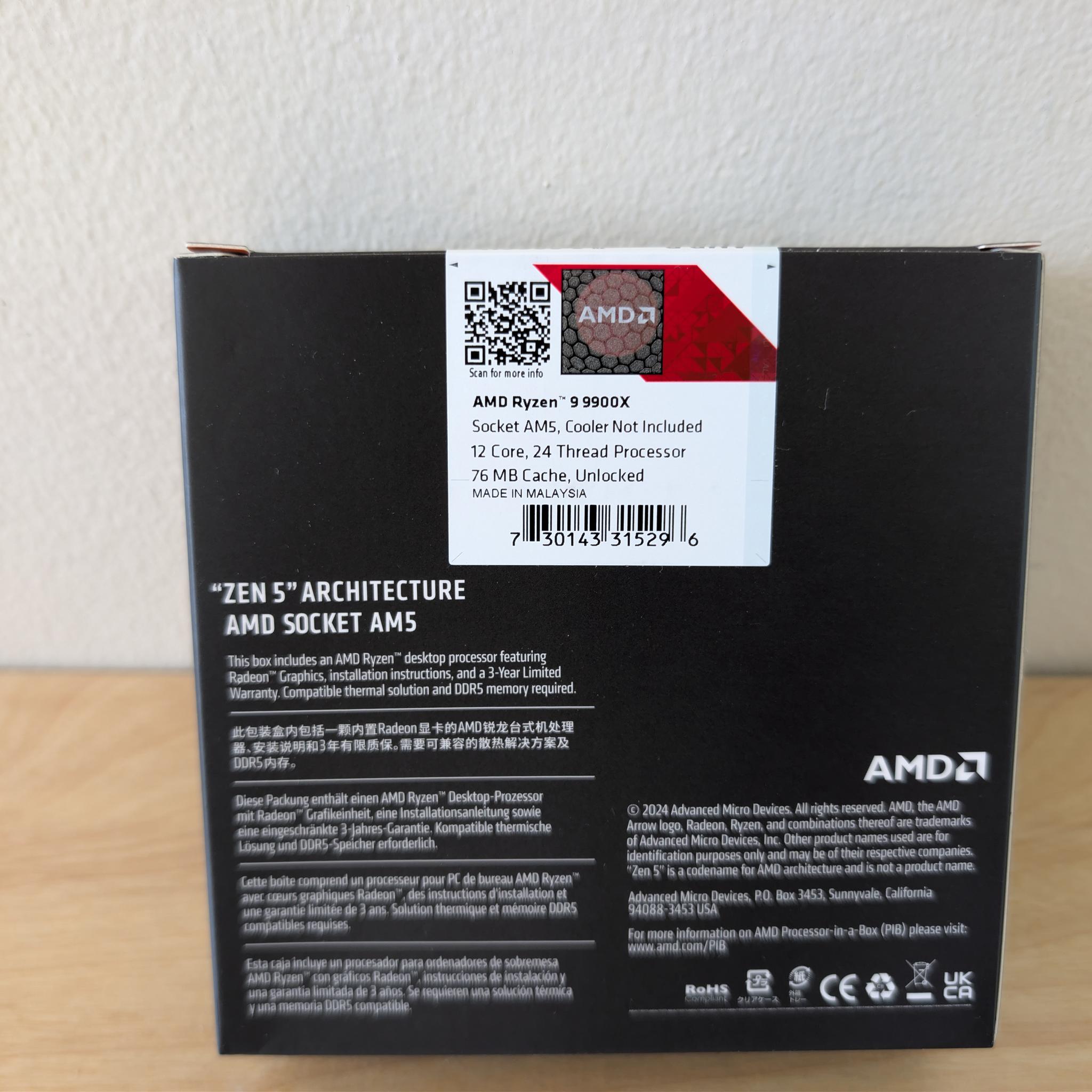 Brand New AMD Ryzen 9 9900X 12-Core 24-Thread AM5 Processor | Factory Sealed