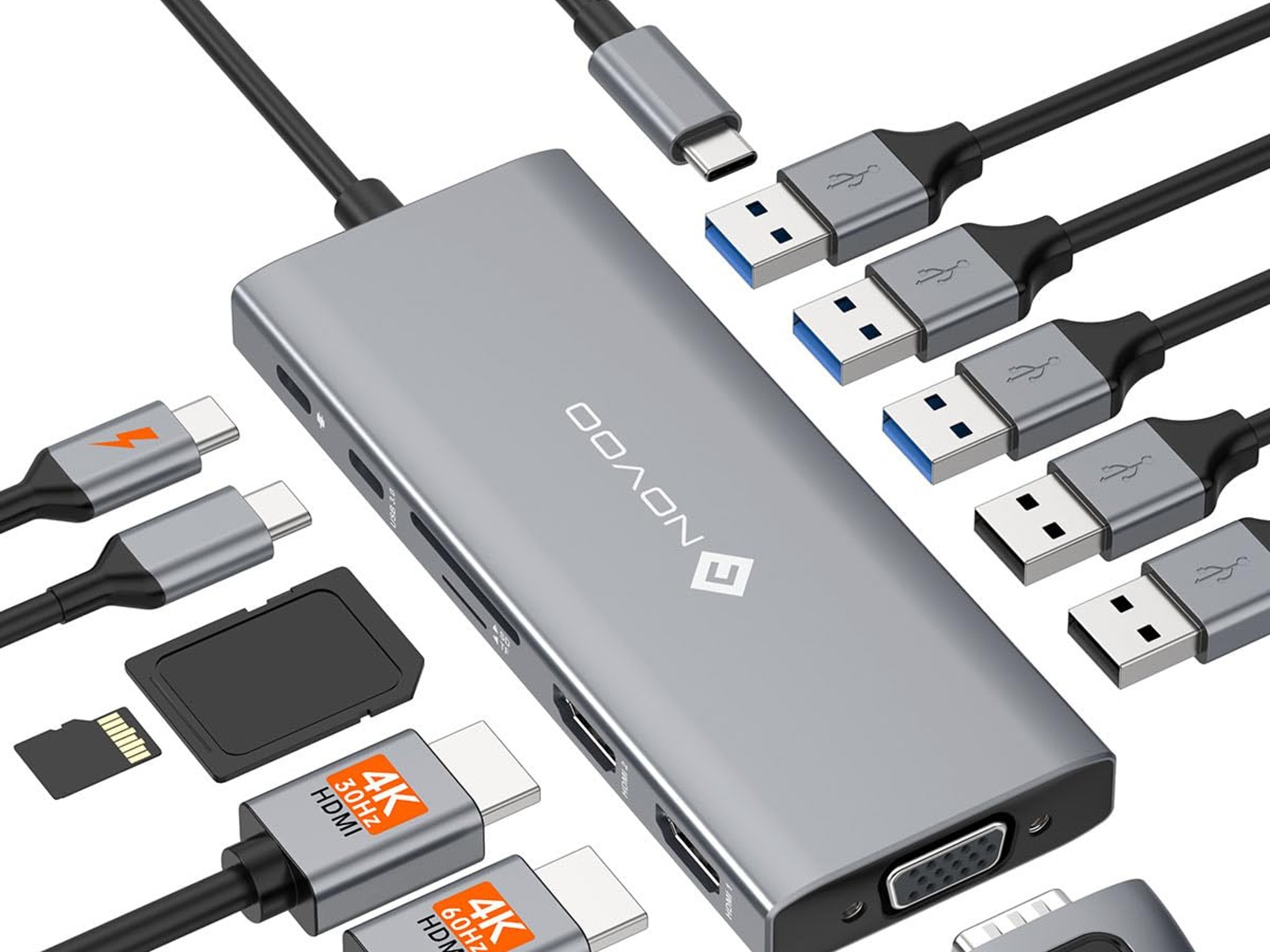 USB C Docking Station 12 in 1 Docking Station Dual Monitor with 2 HDMI VGA 5 USB Ports 100W PD USB-C