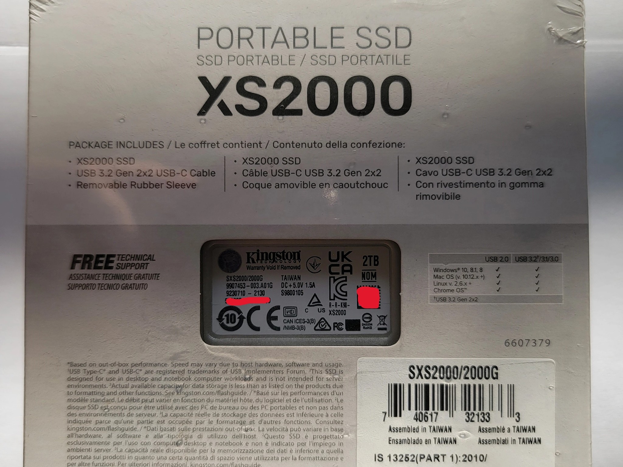 Kingston XS2000 2TB External SSD USB Type-C 3.2 Gen 2x2 2000MB/s Brand New In Box Sealed
