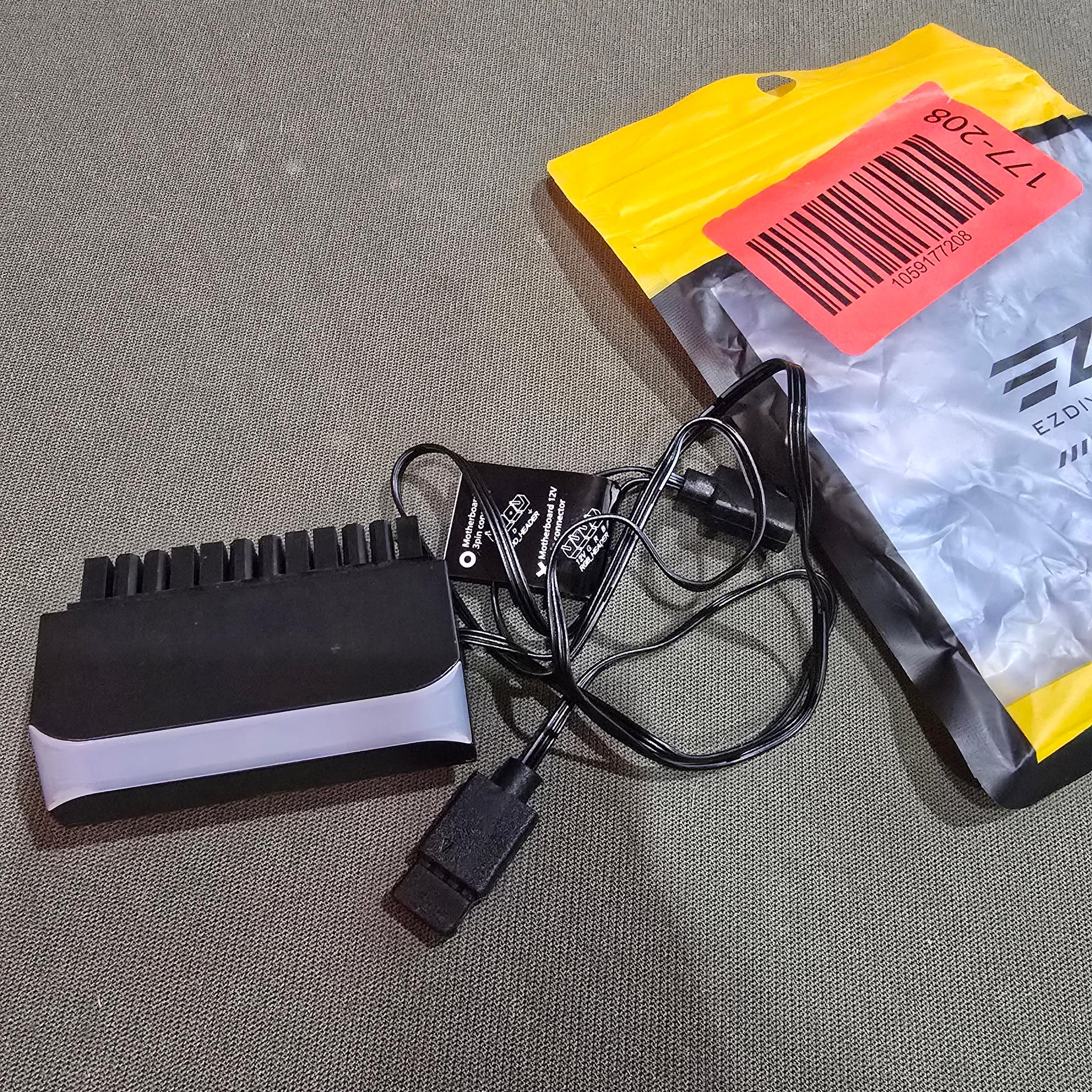 EZDIY-FAB ATX 24-pin 90 Degree Power Connector 5V 3 Pin ARGB Rainbow Female to Male Power Supply