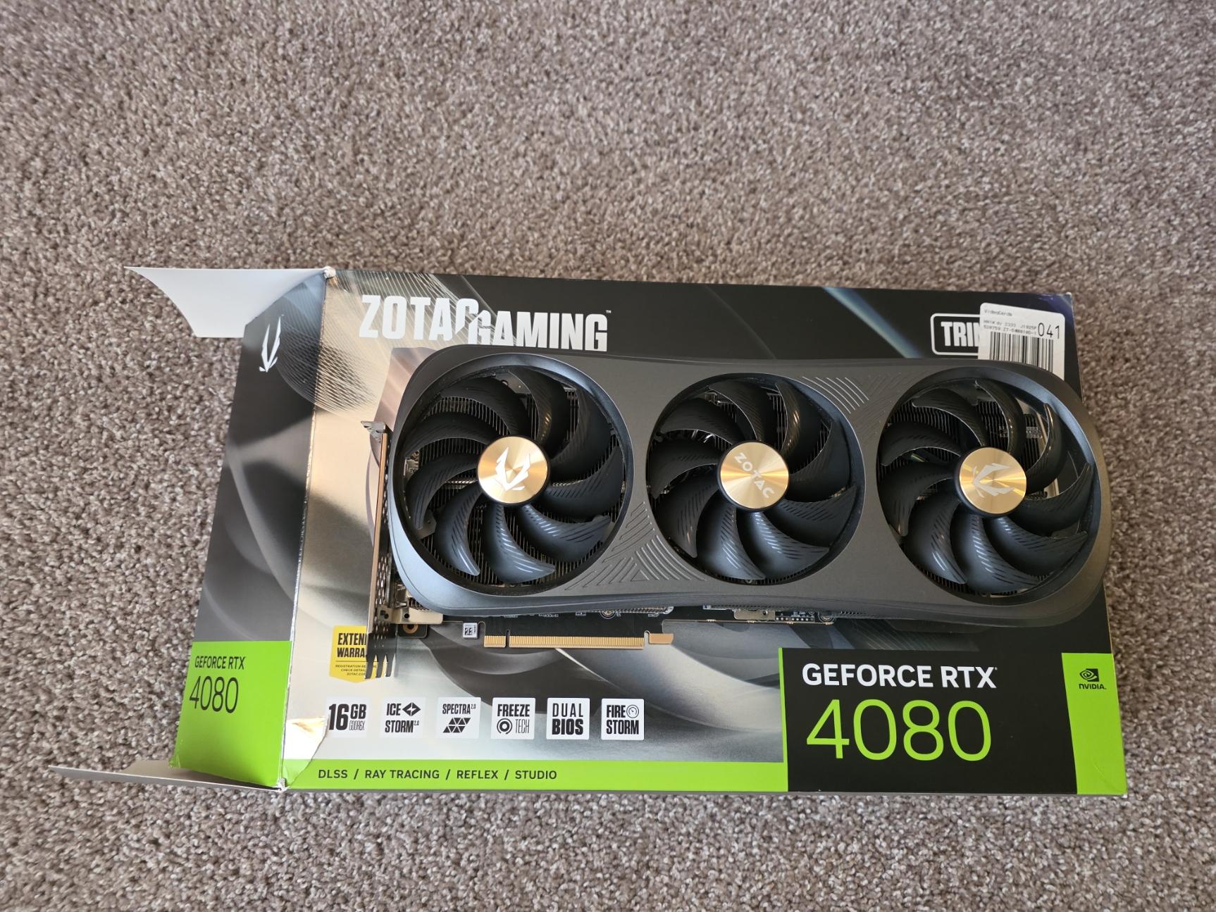 Zotac NVIDIA GeForce RTX 4080 Trinity Triple Fan 16GB GDDR6X PCIe 4.0 Graphics Card