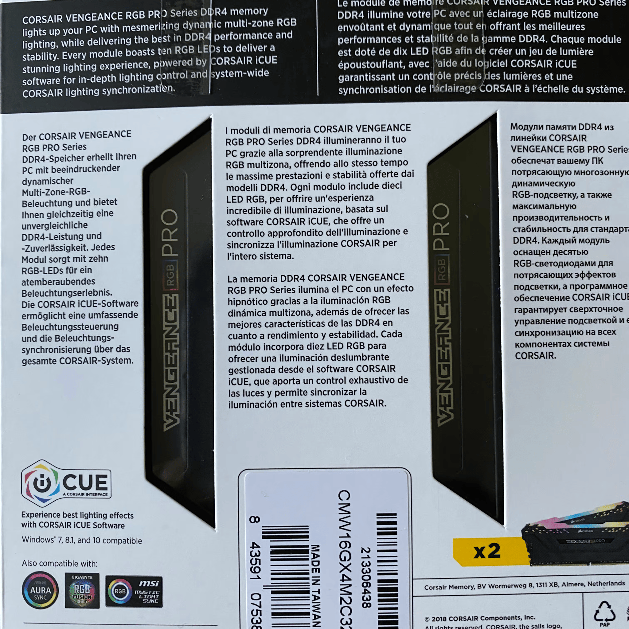 Corsair Vengeance RGB Pro 16GB (2x8) 3200MHz CL16