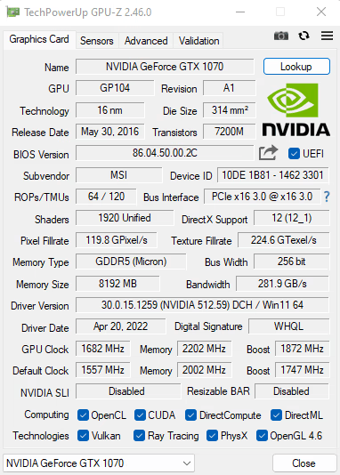 AMD Ryzen 5 3600 w/ MSI GTX 1070