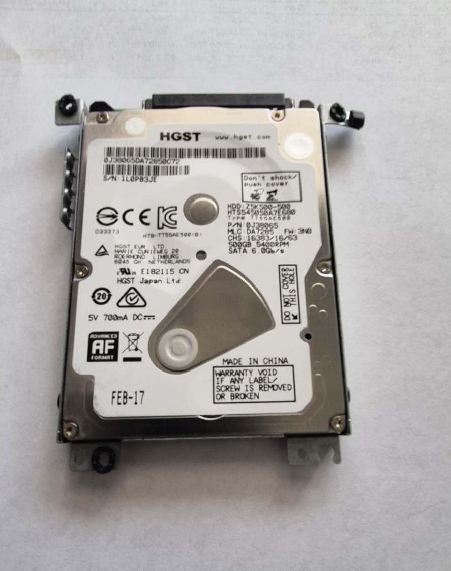 Pre-owned HGST 500GB 2.5" SATA HDD HTS545050A7E680 Z5K500-500 655-1730A 5400RPM 100%