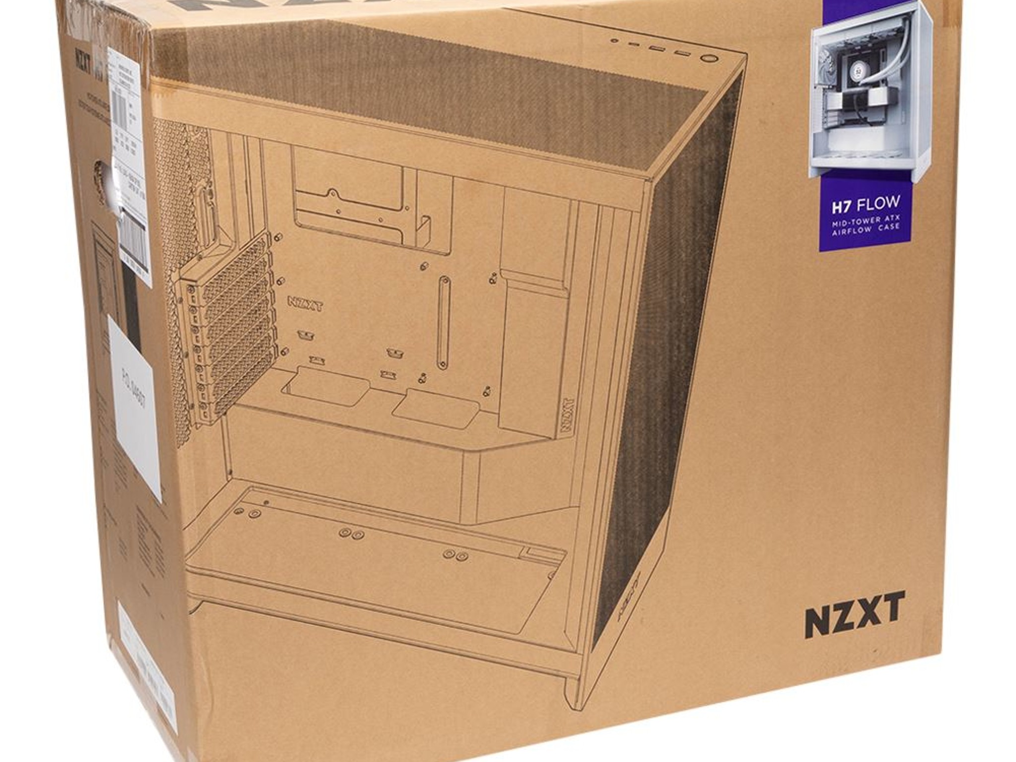 NEW NZXT H7 Flow Tempered Glass ATX Mid-Tower Computer Case - White Color