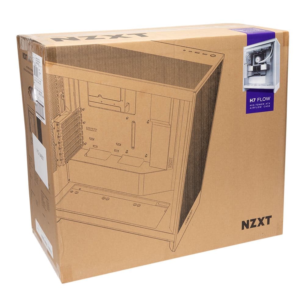 NEW NZXT H7 Flow Tempered Glass ATX Mid-Tower Computer Case - White Color