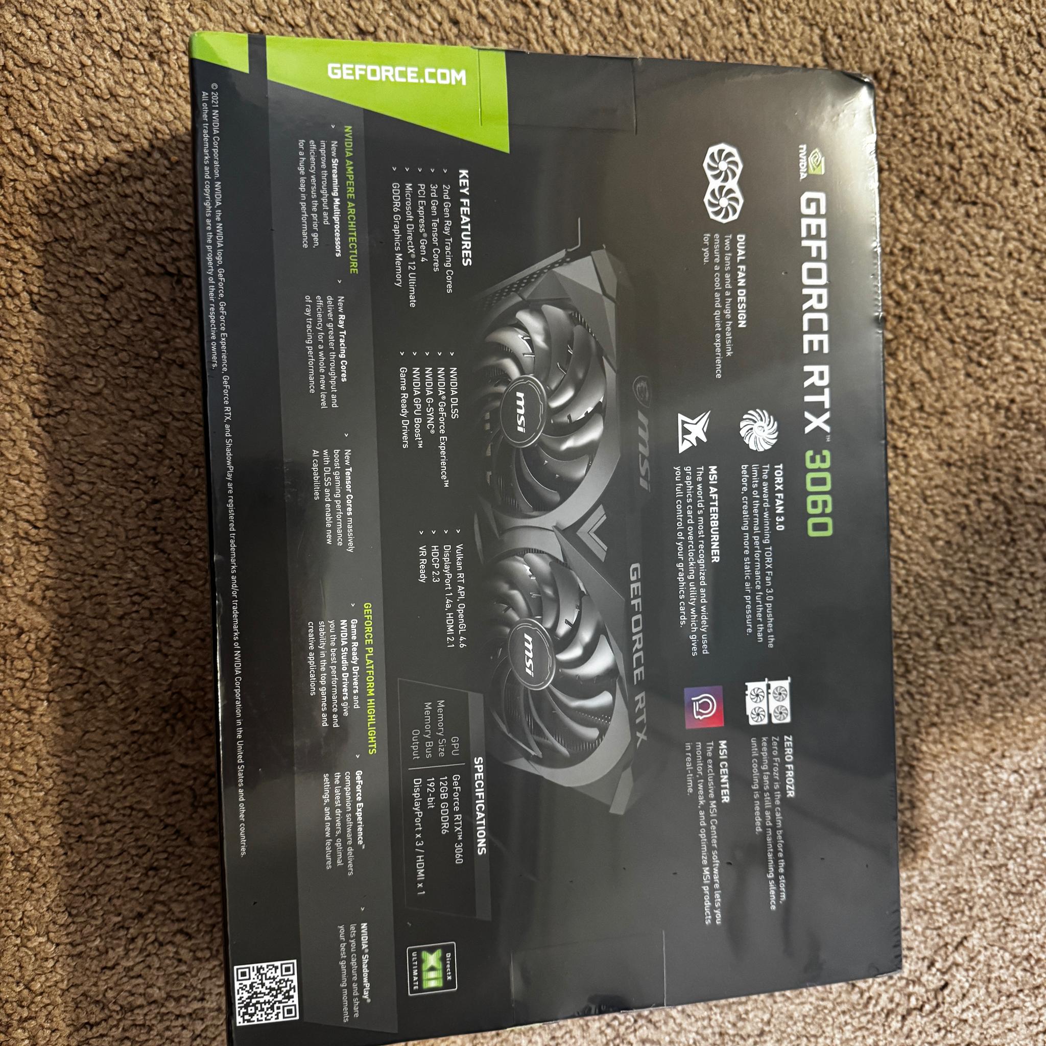 BRAND NEW MSI GeForce RTX 3060 VENTUS 2X 12GB OC Graphics Card, PCI-E Gen 4