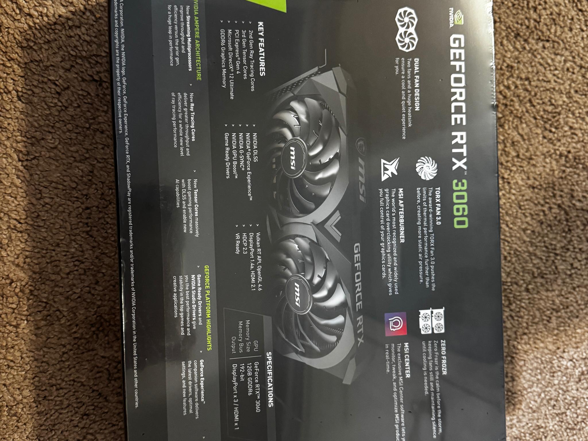 BRAND NEW MSI GeForce RTX 3060 VENTUS 2X 12GB OC Graphics Card, PCI-E Gen 4