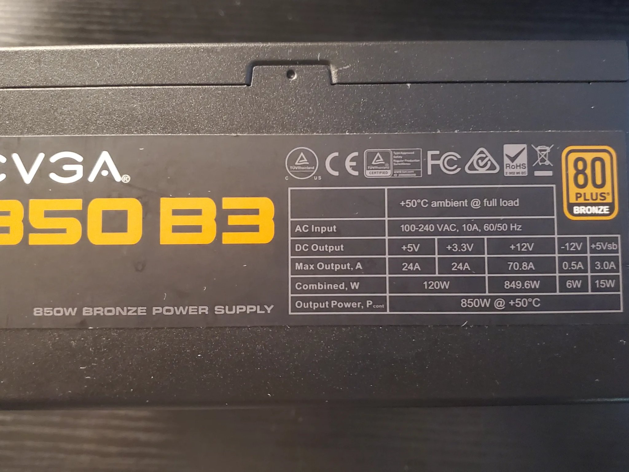 EVGA 850W B3 BRONZE RATED MODULAR PSU