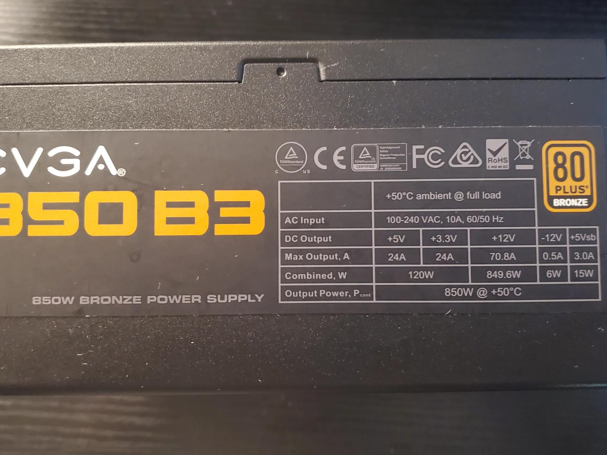 EVGA 850W B3 BRONZE RATED MODULAR PSU