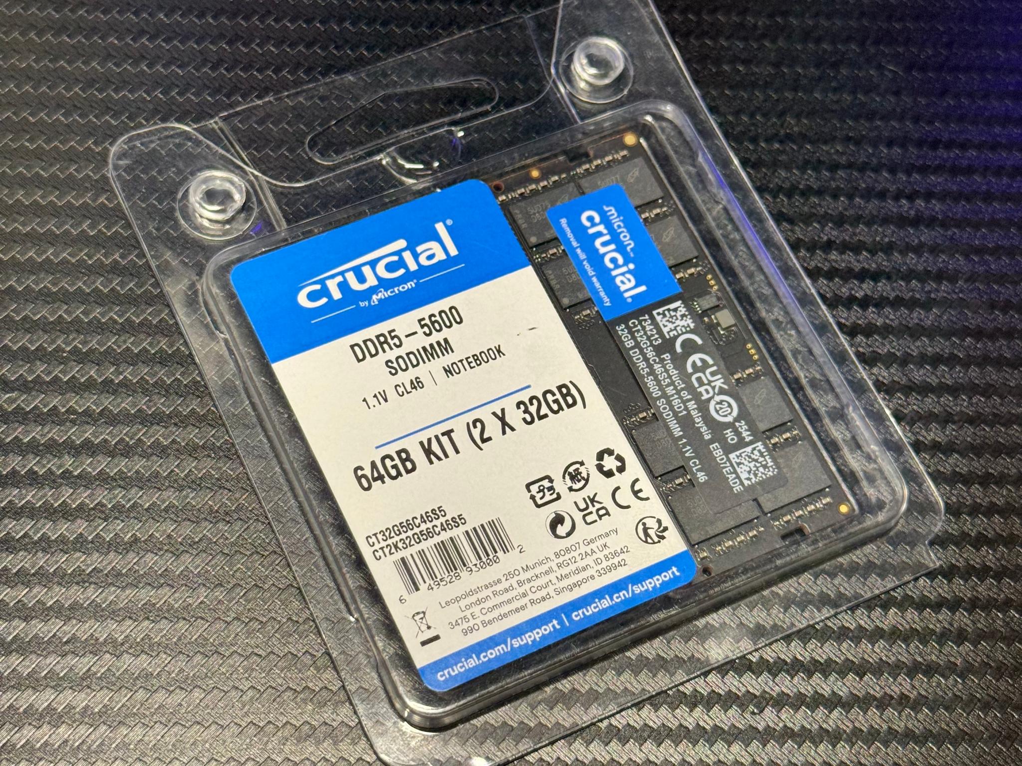 Crucial 64gb 2x32GB 5600Mt/s laptop ddr5 ram
