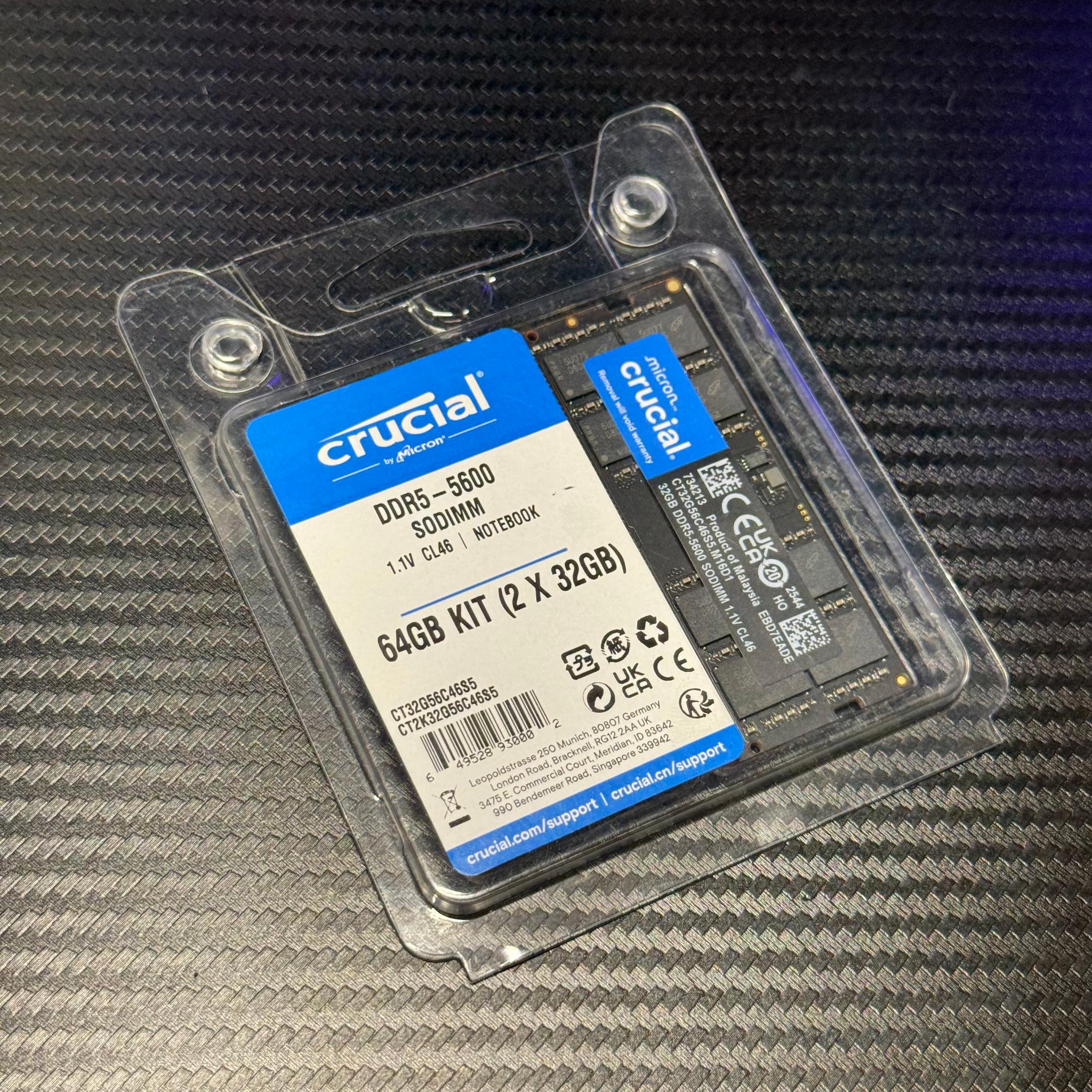 Crucial 64gb 2x32GB 5600Mt/s laptop ddr5 ram