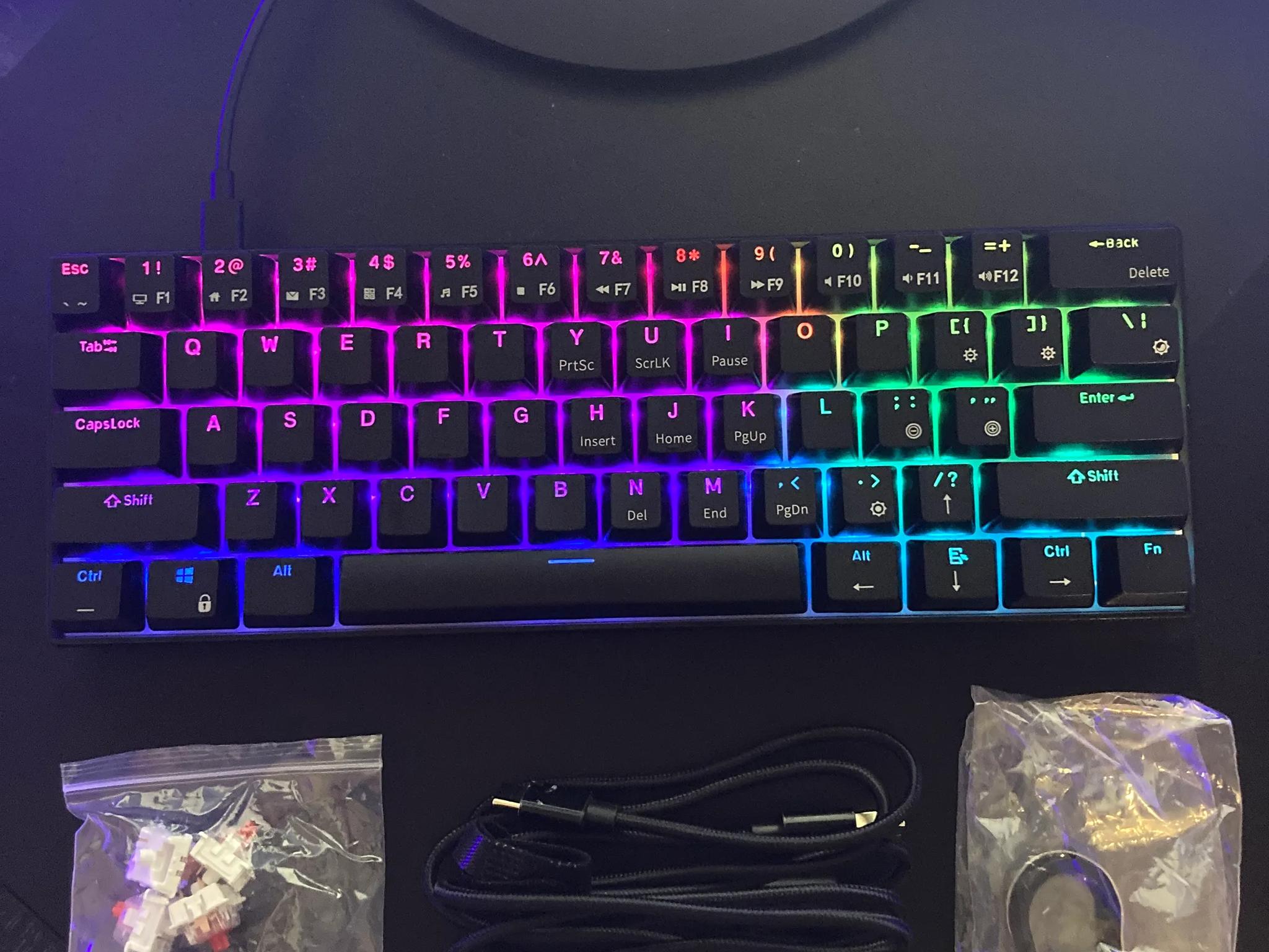 (Like New) RK61 RGB Mechanical Keyboard!! (Soothing red switch)