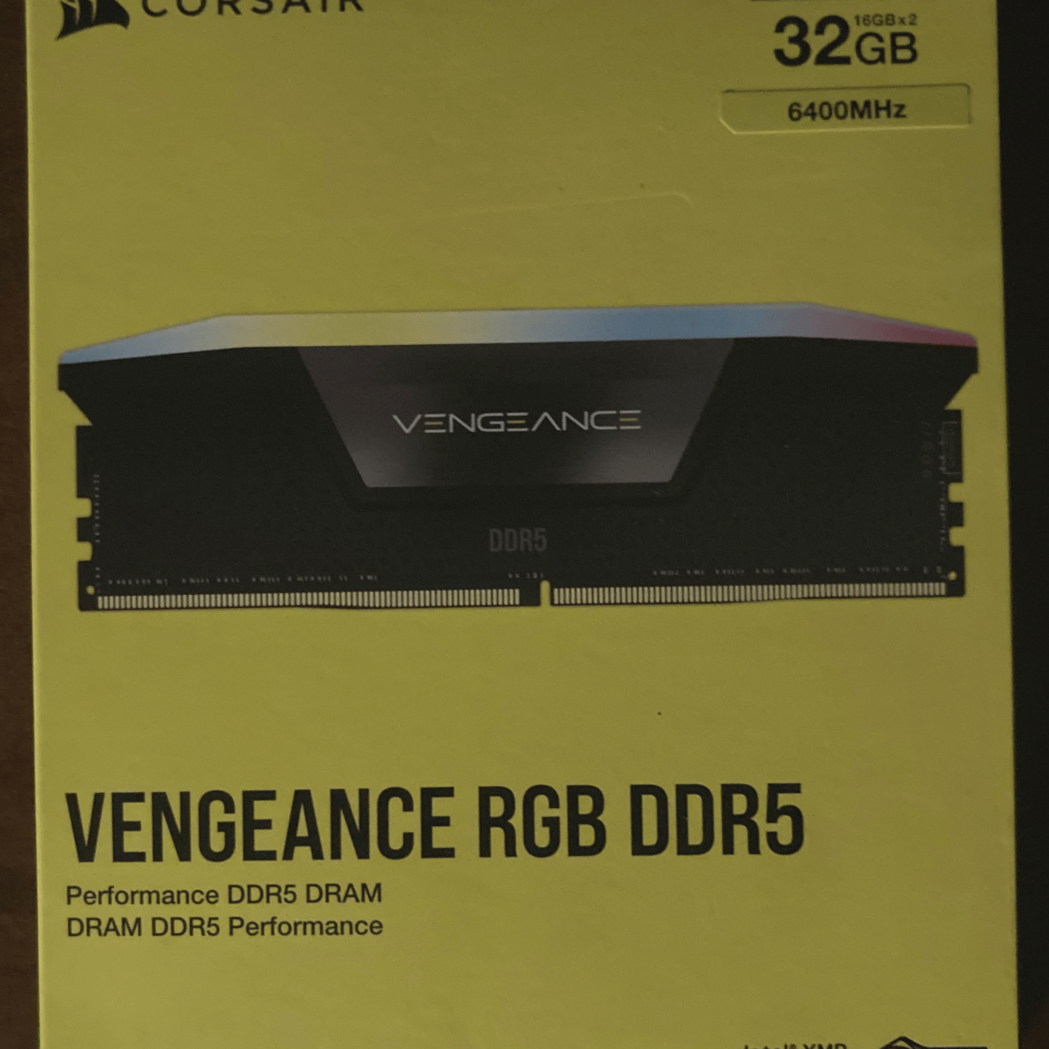 CORSAIR VENGEANCE RGB DDR5 RAM 32GB (2x16GB) 6400MHz CL36-48-48-104 BLACK
