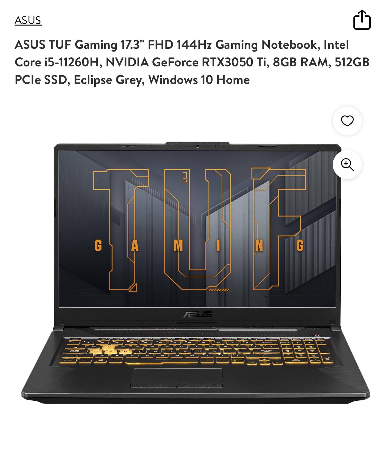 Asus Tuf F17 17.3 144hz I5 11260H RTX 3050 TI
