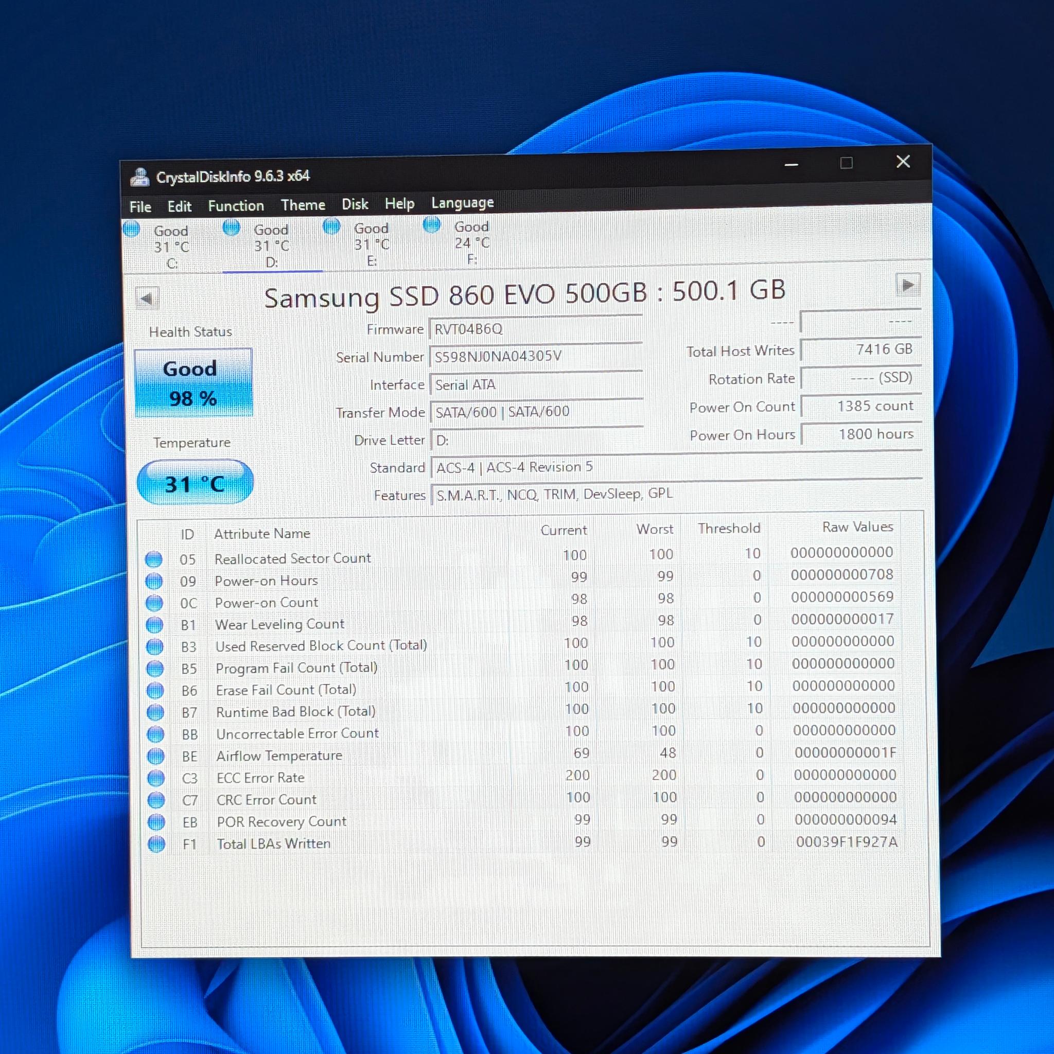 500GB Samsung 860 Evo 2.5" SSD